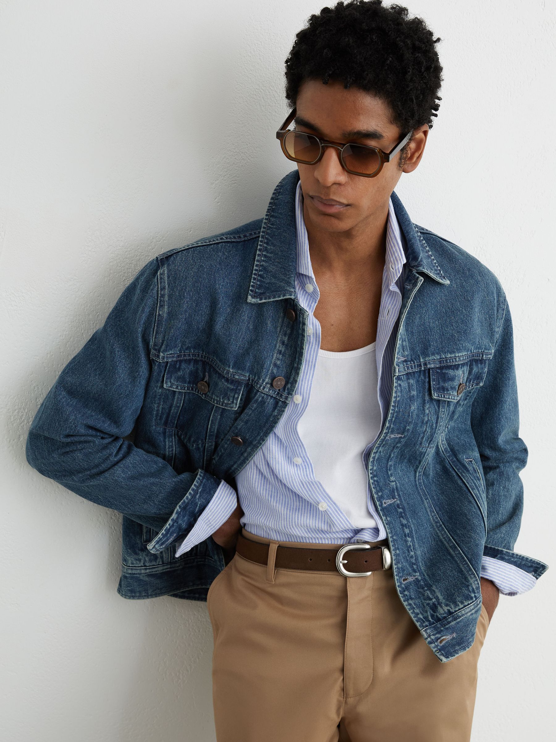 Denim Trucker Jacket in Indigo Blue Wash - image 2
