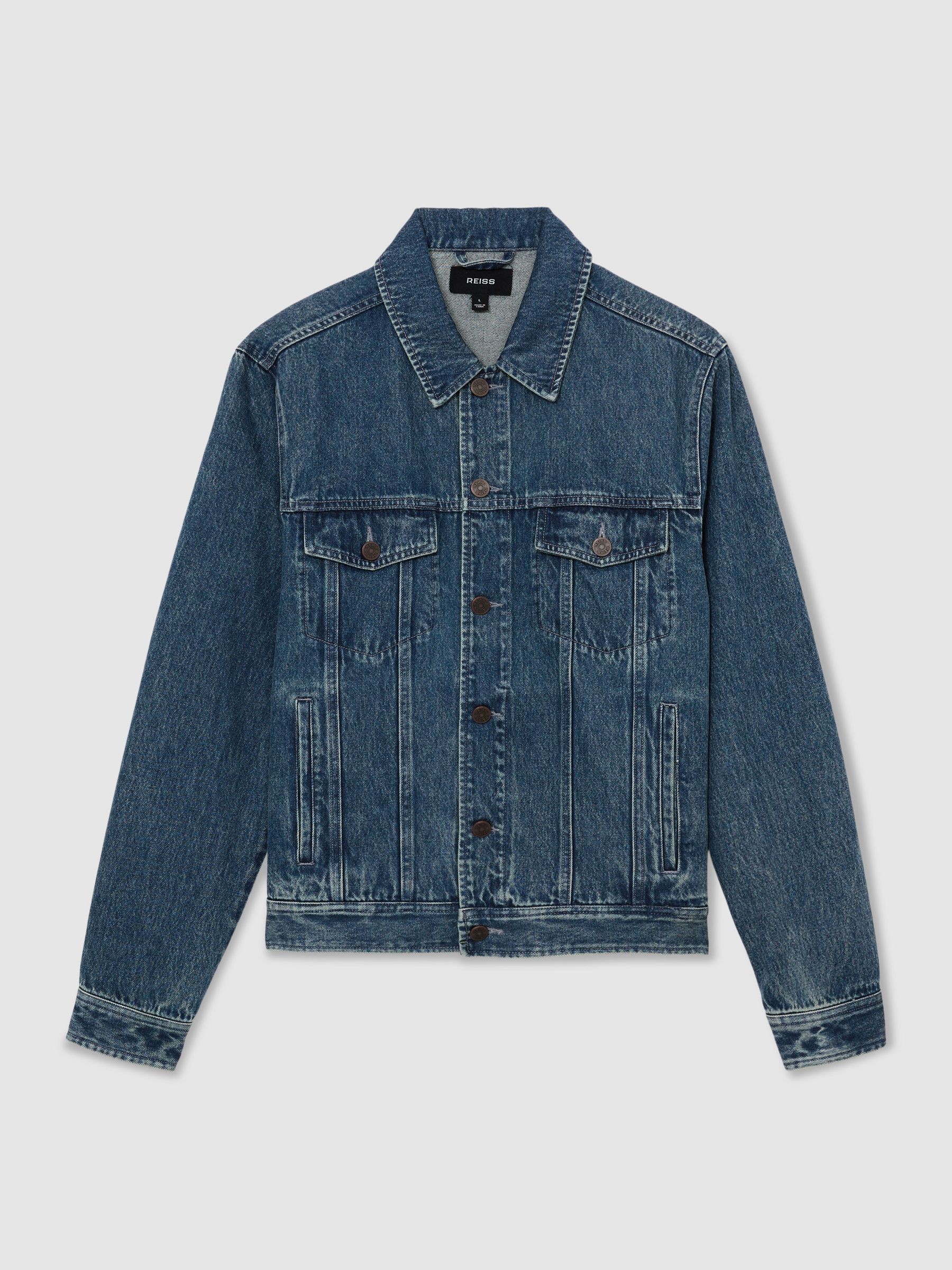 Denim Trucker Jacket in Indigo Blue Wash - Image 2 of 6