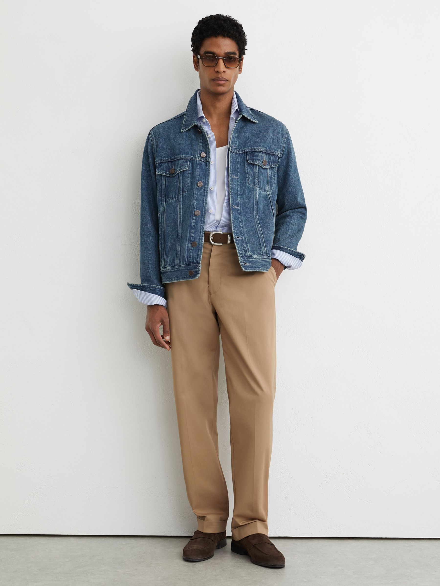 Denim Trucker Jacket in Indigo Blue Wash - Image 3 of 6