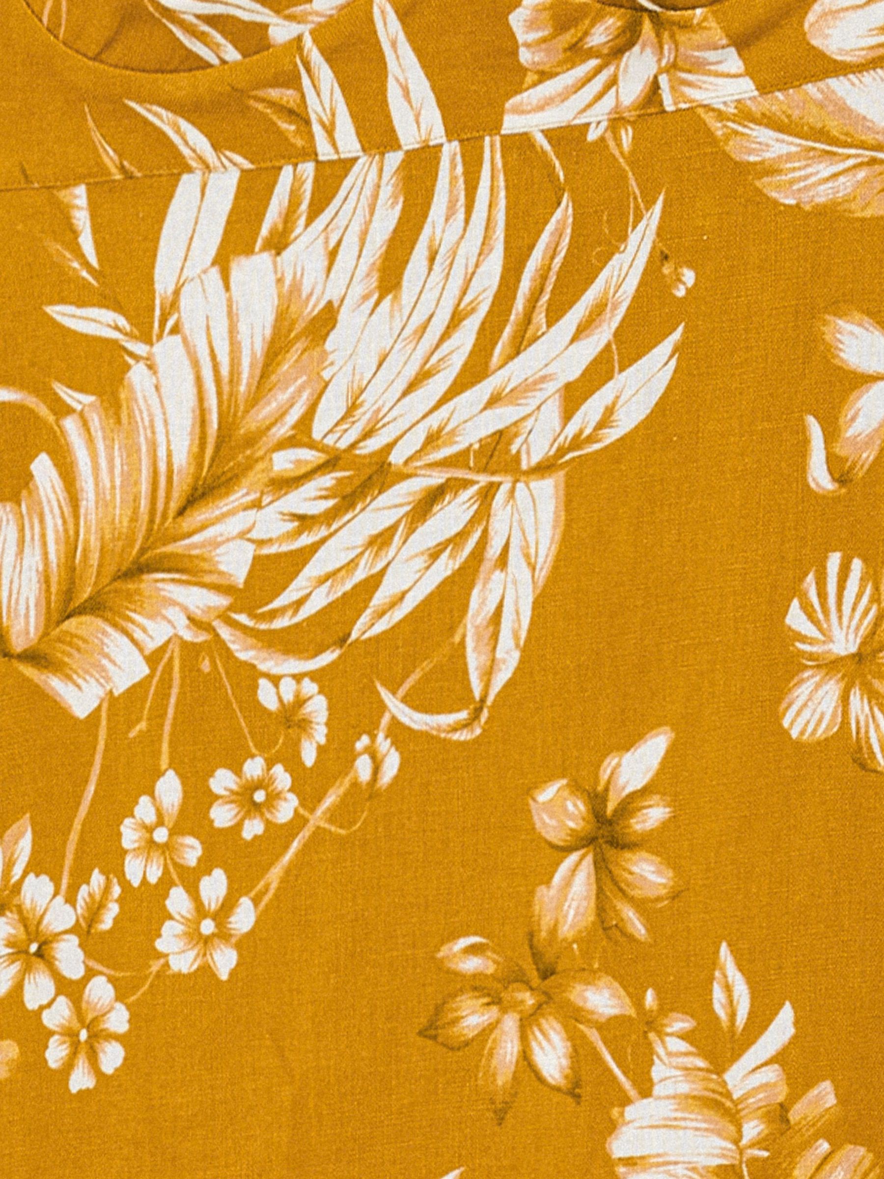 Linen Floral-Print Midi Dress in Yellow - image 3