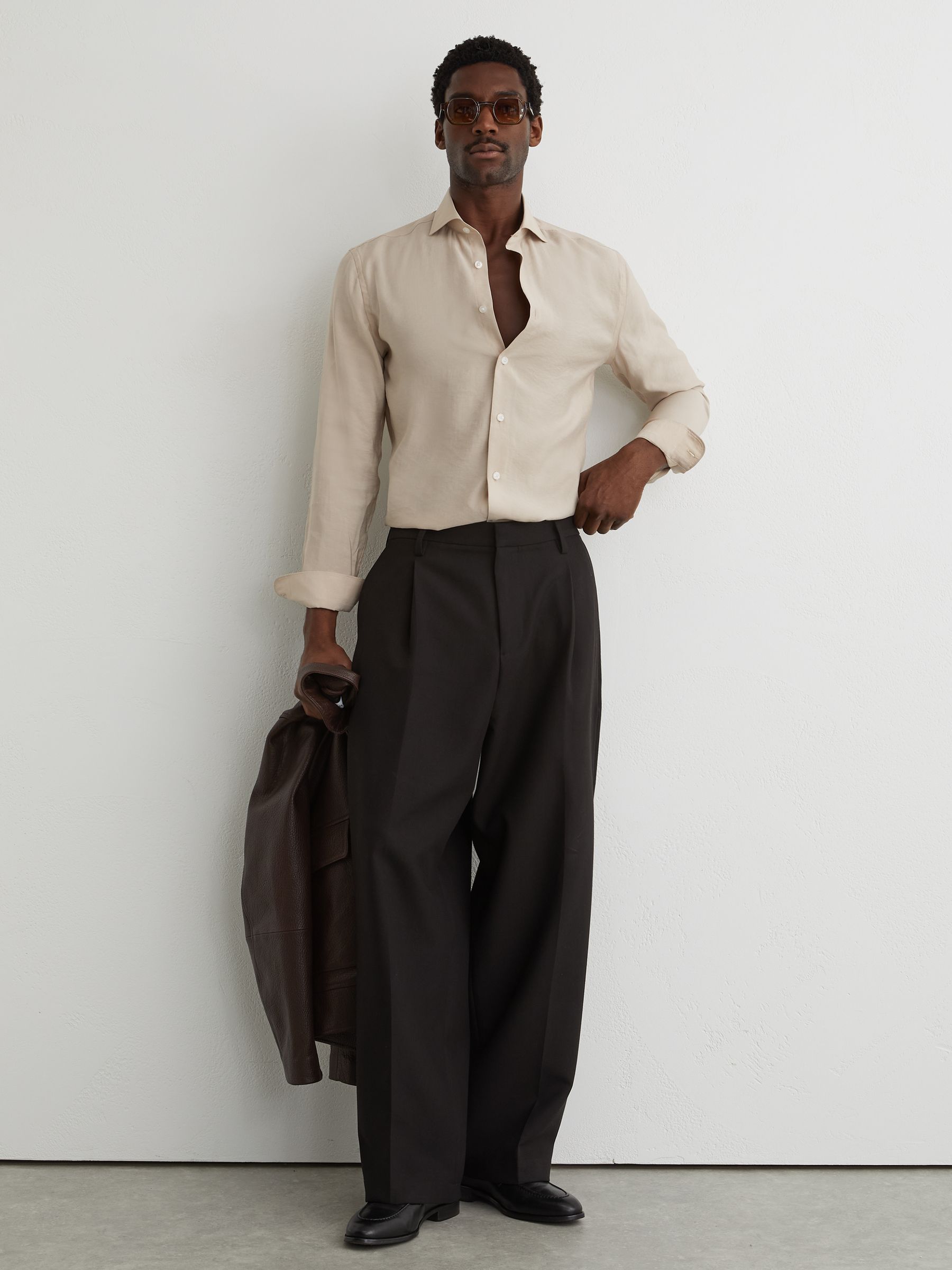 Modal-Blend Regular-Fit Shirt in Stone - Image 3 of 7