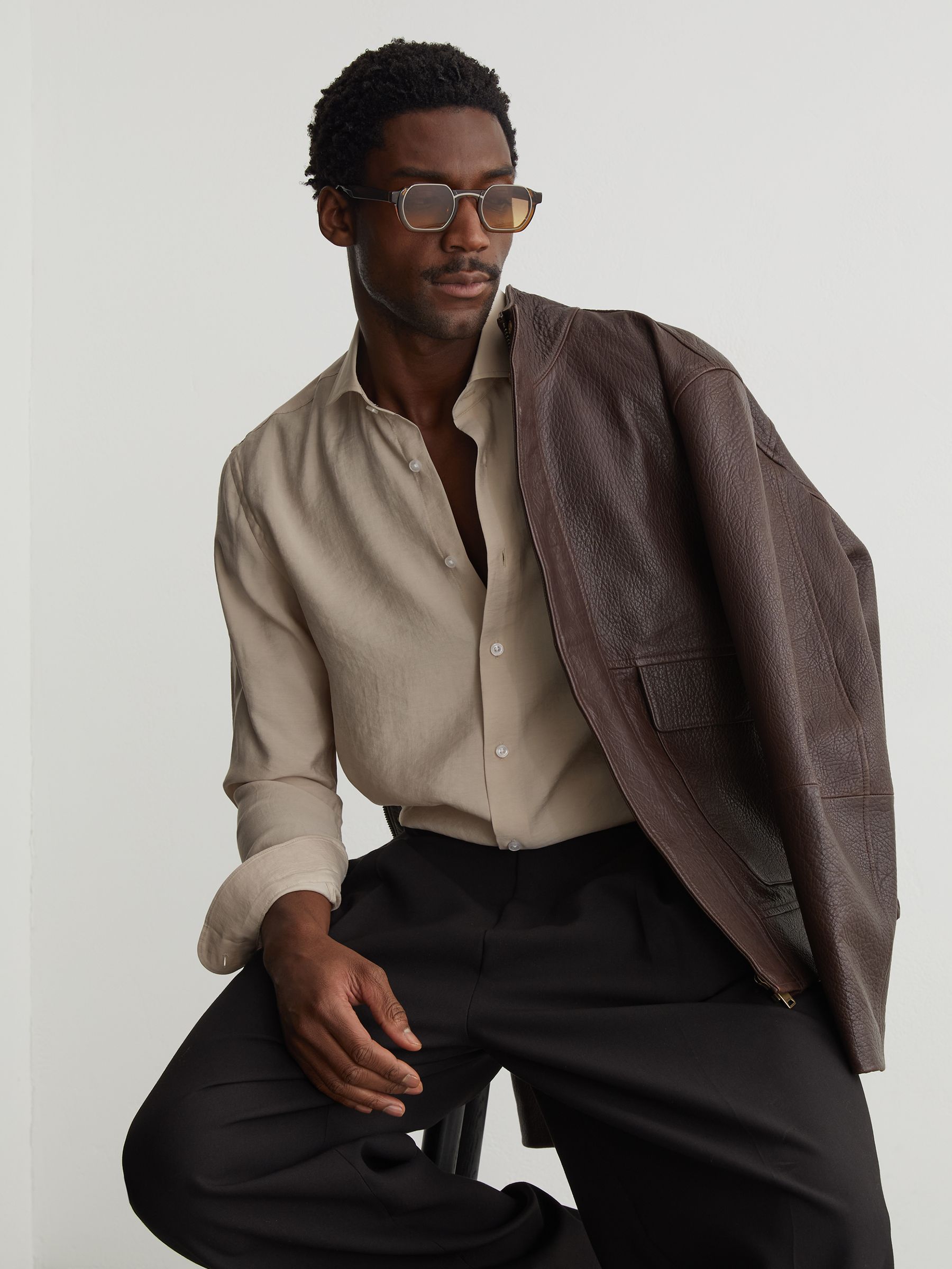 Modal-Blend Regular-Fit Shirt in Stone - Image 4 of 7