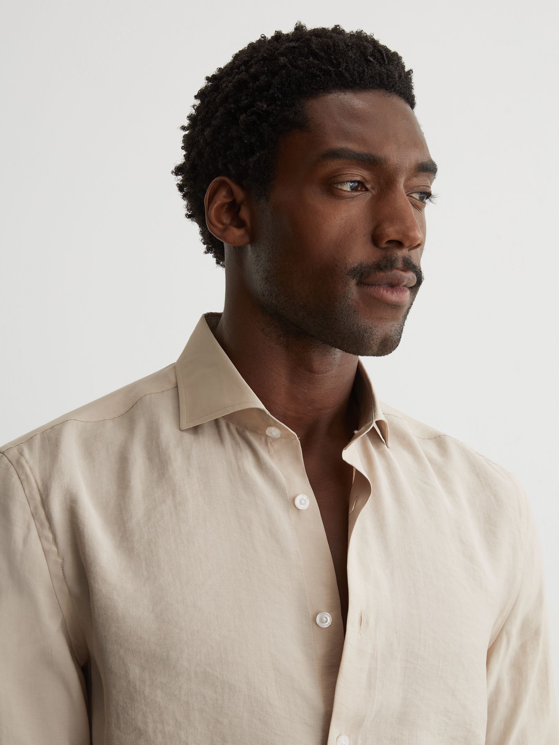 Modal-Blend Regular-Fit Shirt in Stone - Image 5 of 7