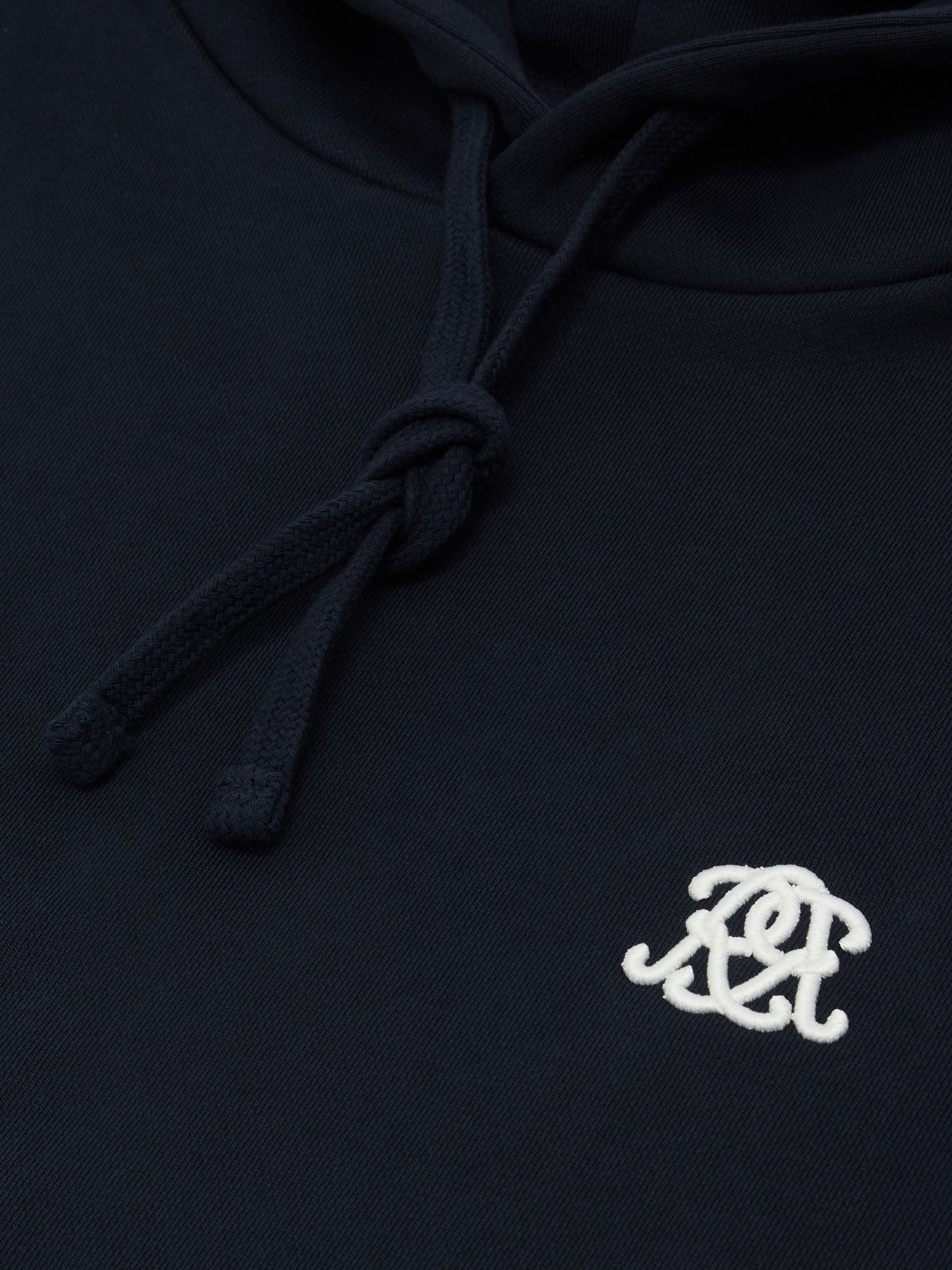 Monogram Embroidered Relaxed Hoodie in Navy - Image 6 of 6