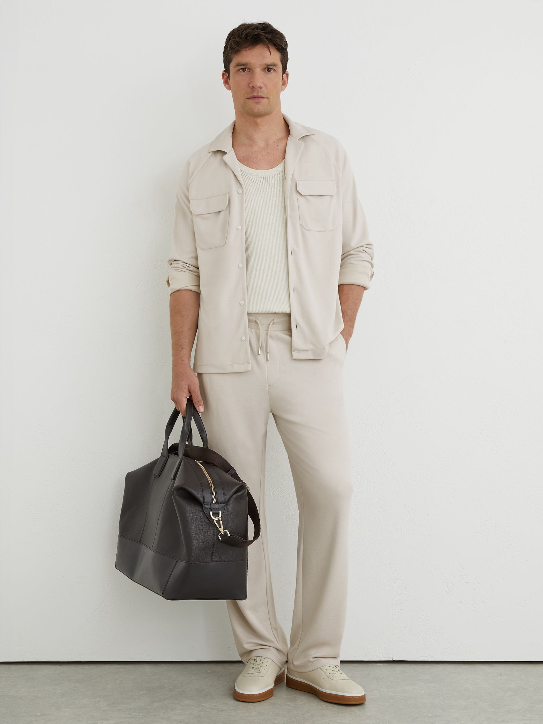 Relaxed Jersey Drawstring Trousers in Light Stone - image 2