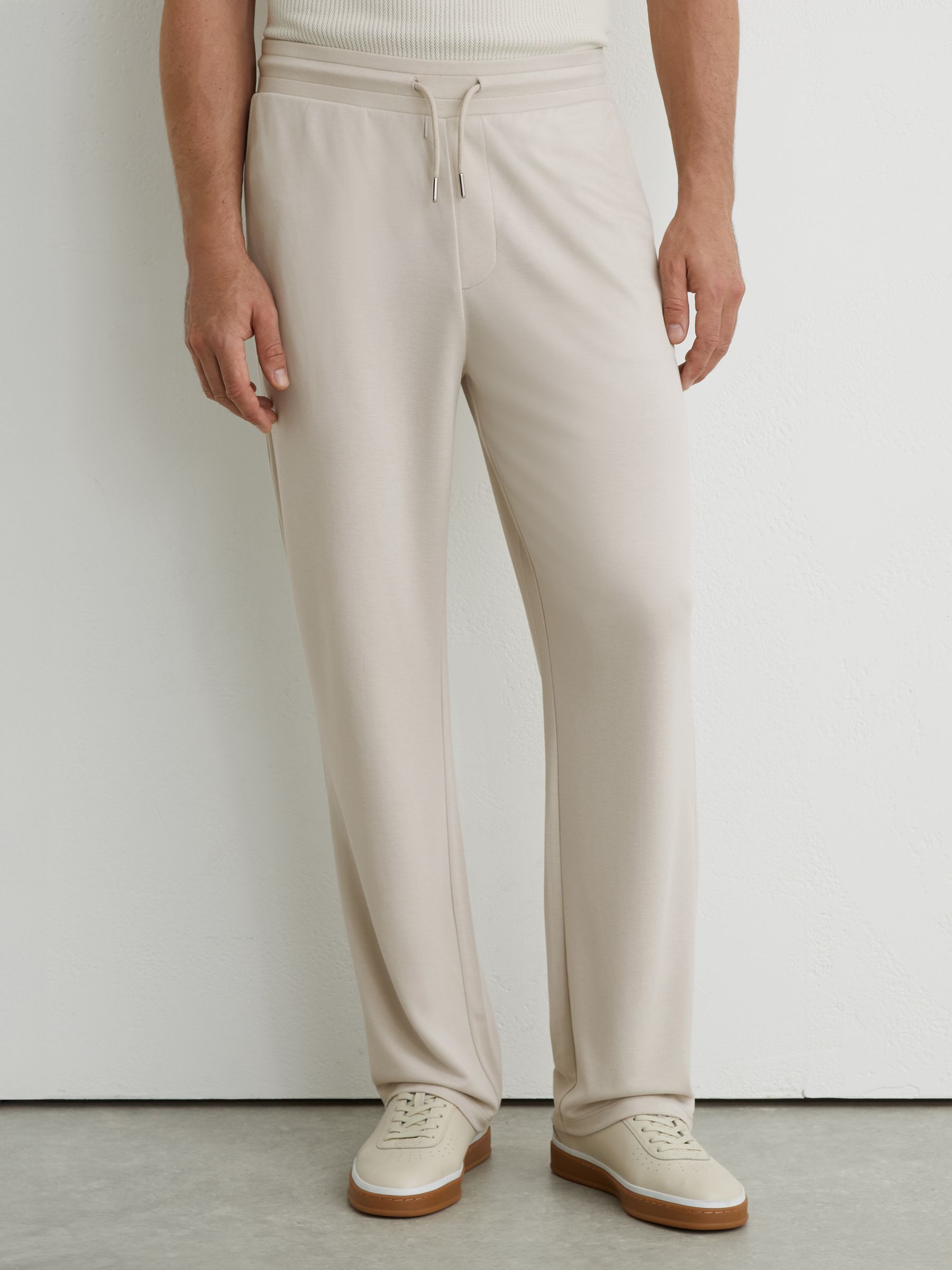 Relaxed Jersey Drawstring Trousers in Light Stone - image 4