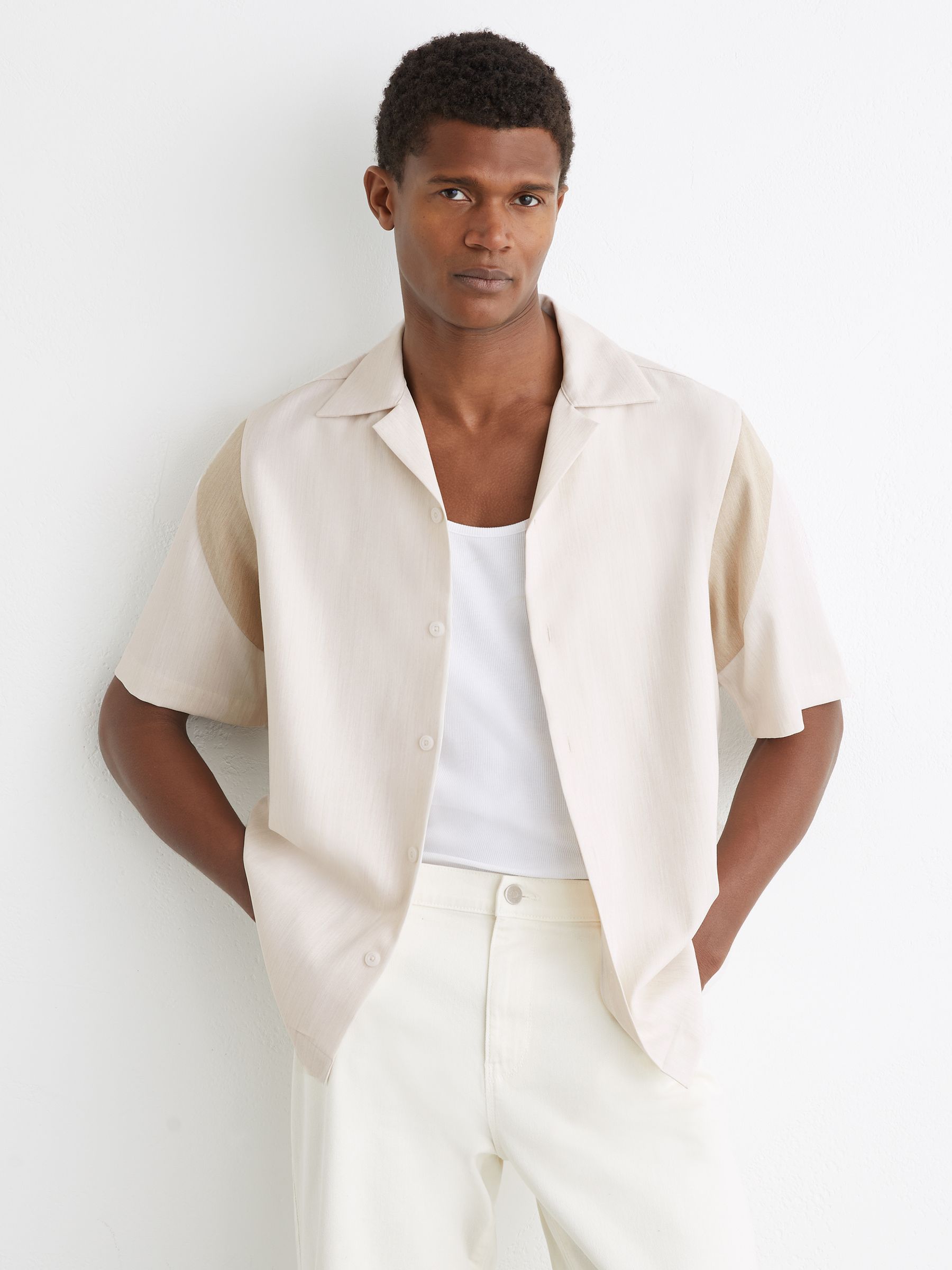 Sleeve-Insert Cuban-Collar Shirt in Oatmeal - image 2