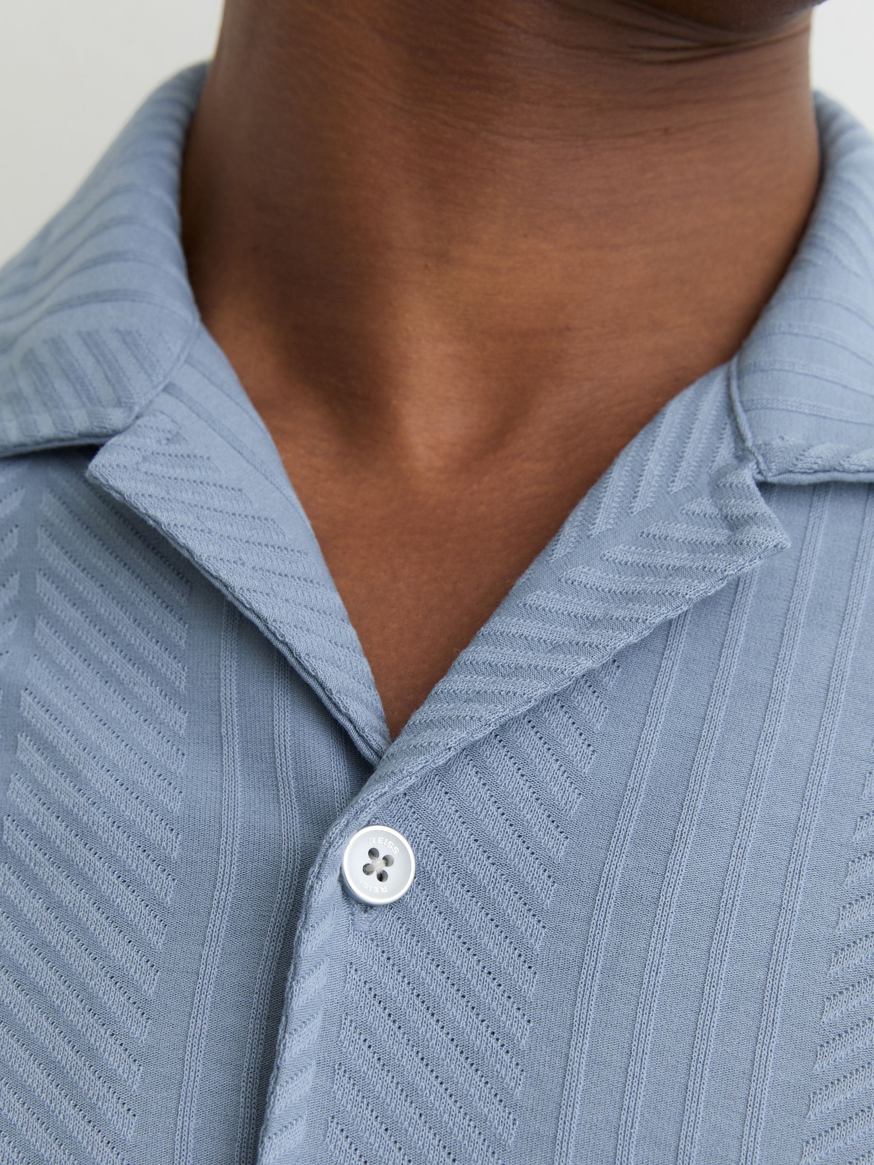 Jacquard Cuban-Collar Shirt in Soft Blue - image 5