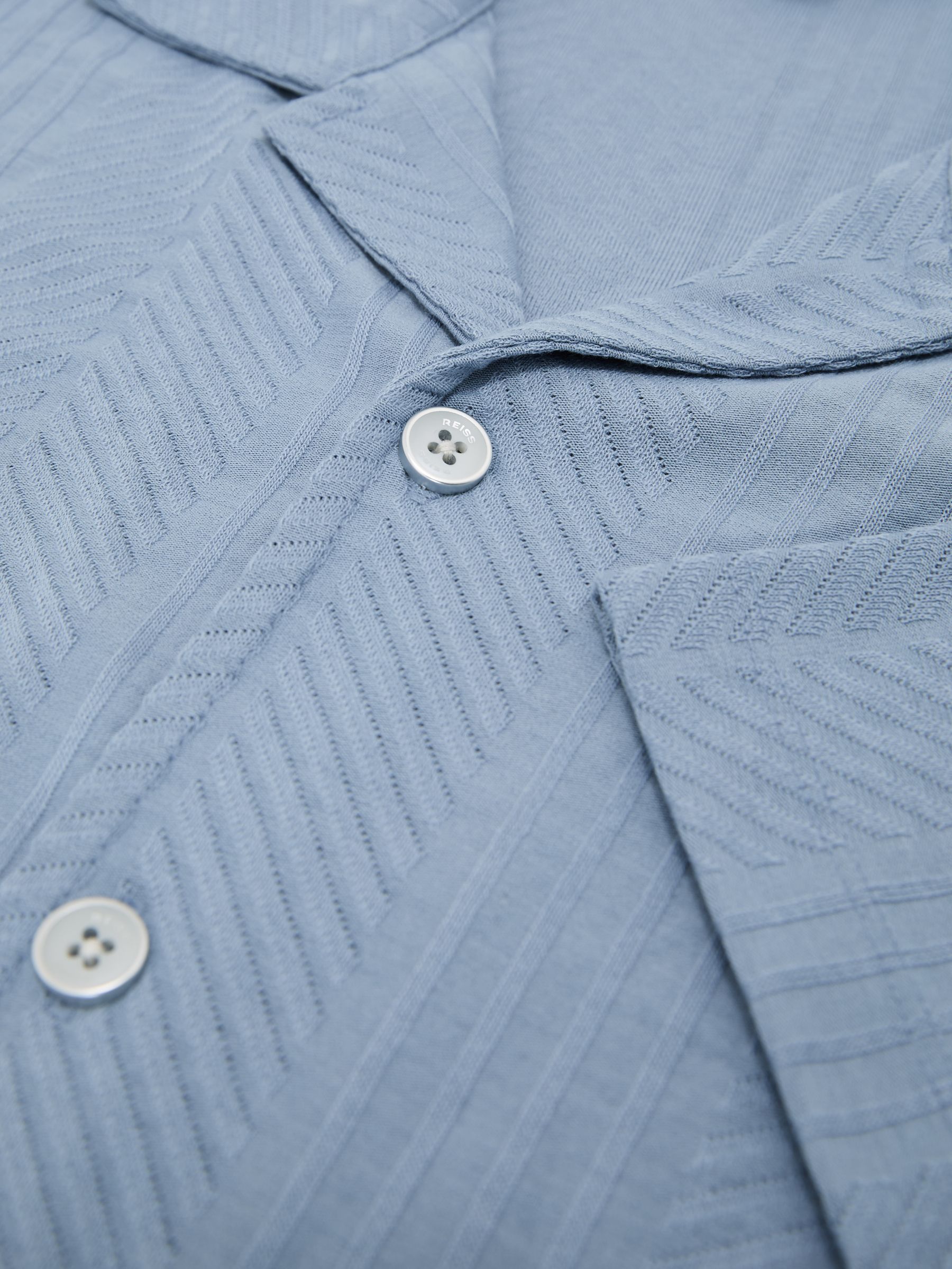 Jacquard Cuban-Collar Shirt in Soft Blue - image 3