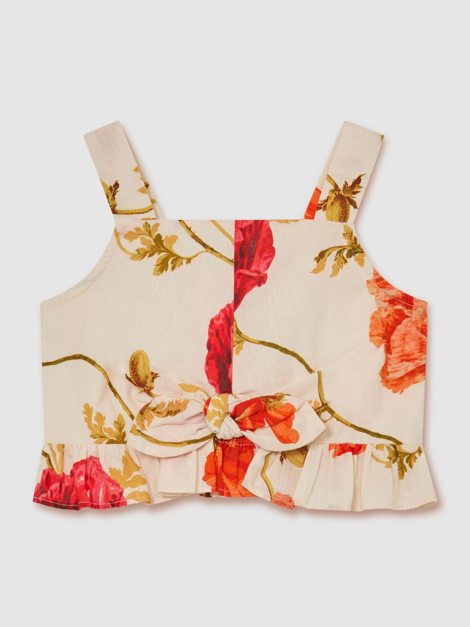 Cotton Printed Crop Top in White Print - Image 2 of 3