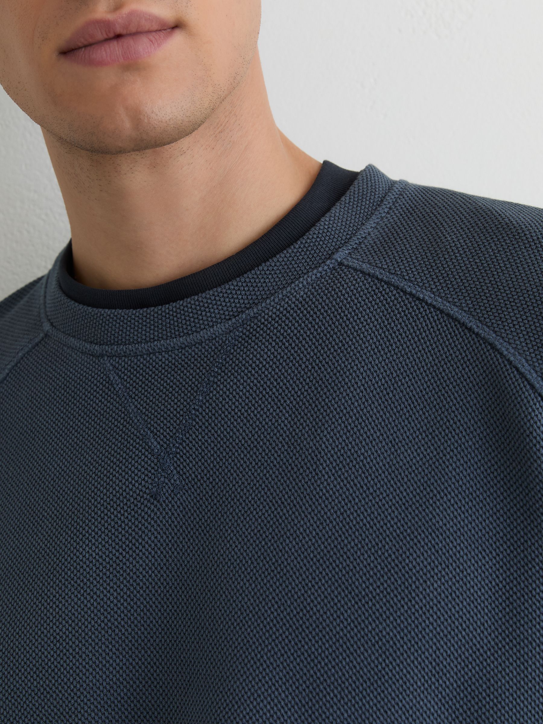 Cotton-Pique Garment-Dyed Sweatshirt in Airforce Blue - image 4