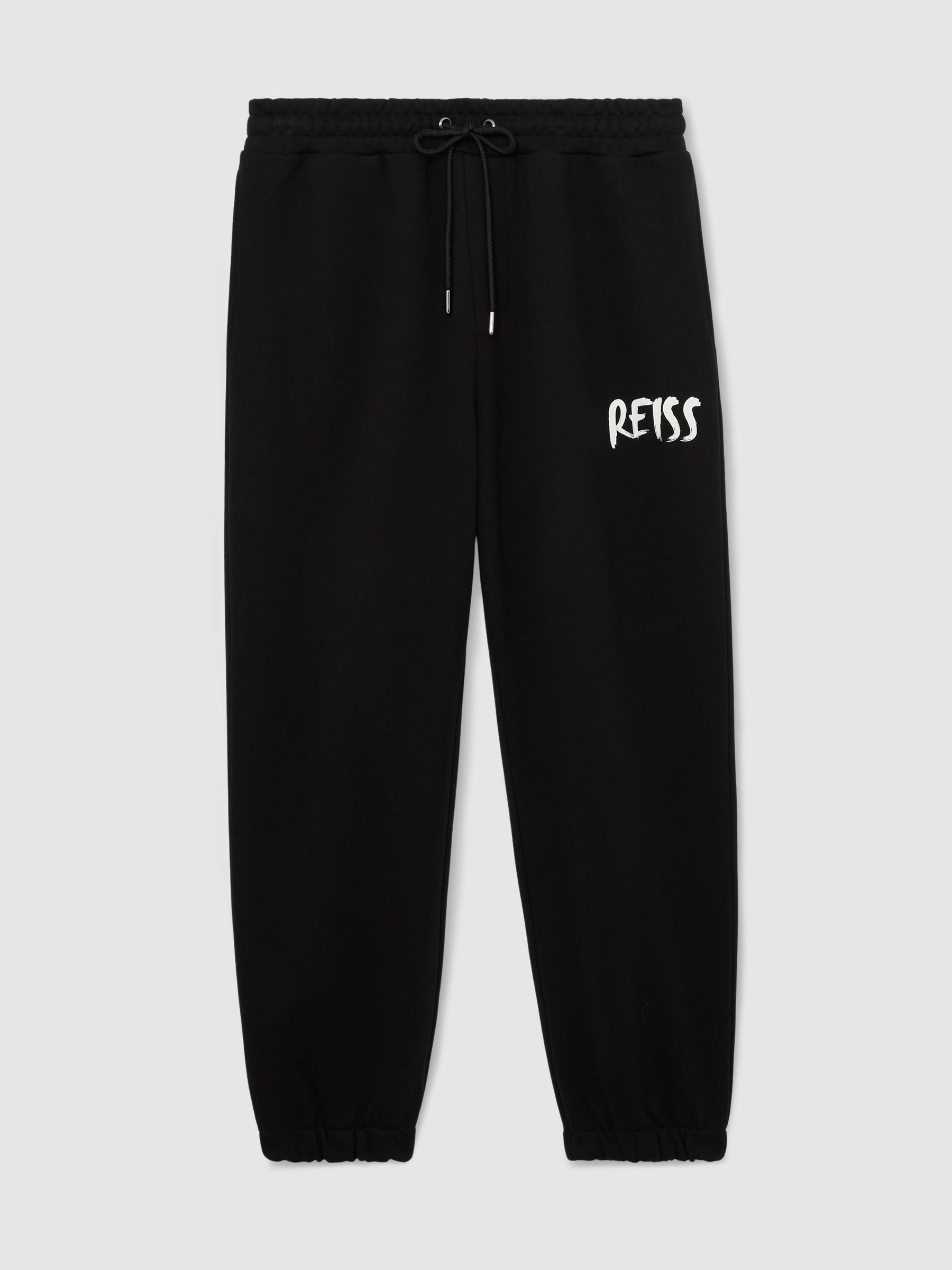 Cotton Logo-Print Cuffed Joggers in Black - Image 2 of 6