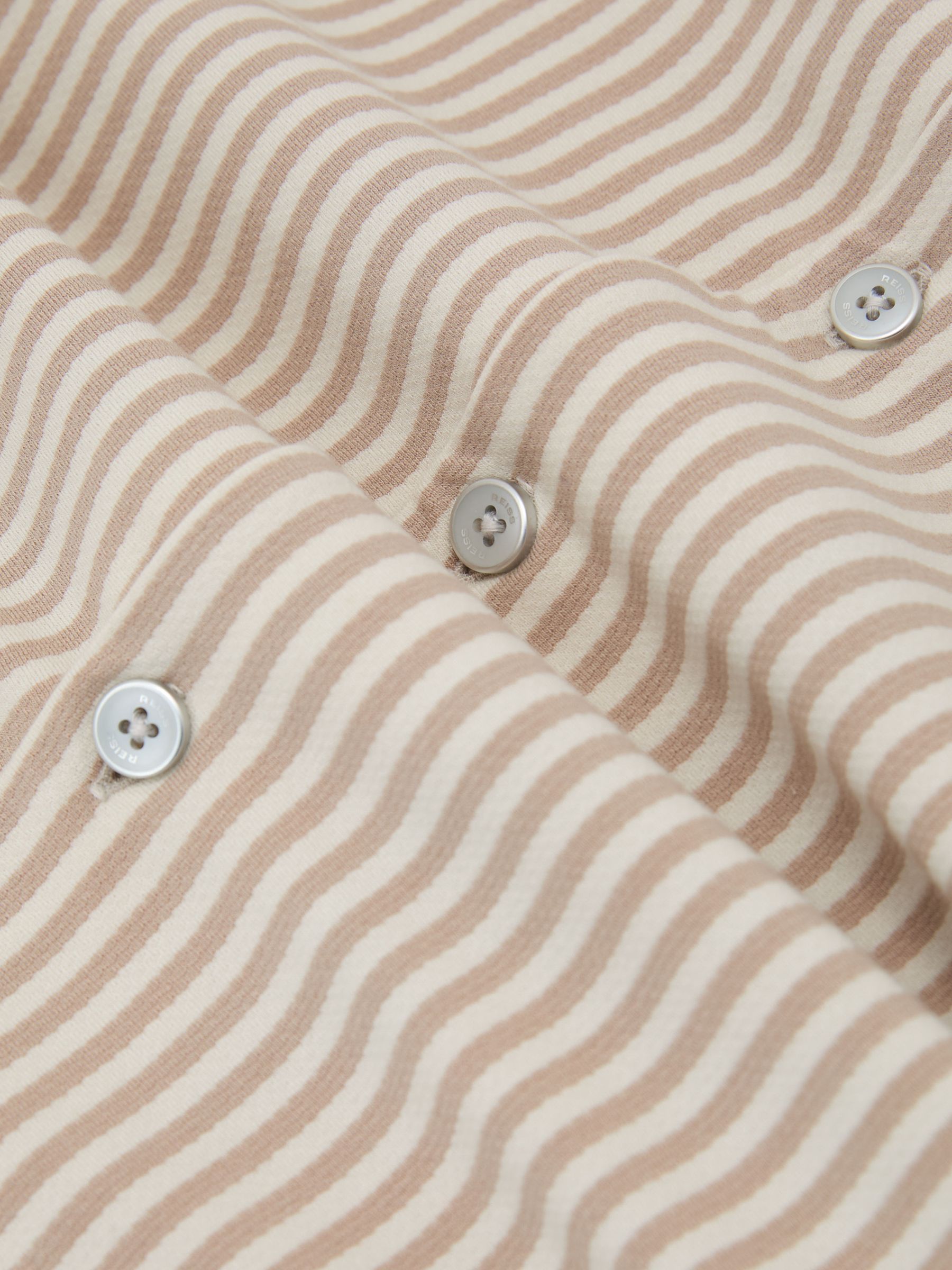 Cotton-Blend Stripe Cuban-Collar Shirt in Stone/White - image 3