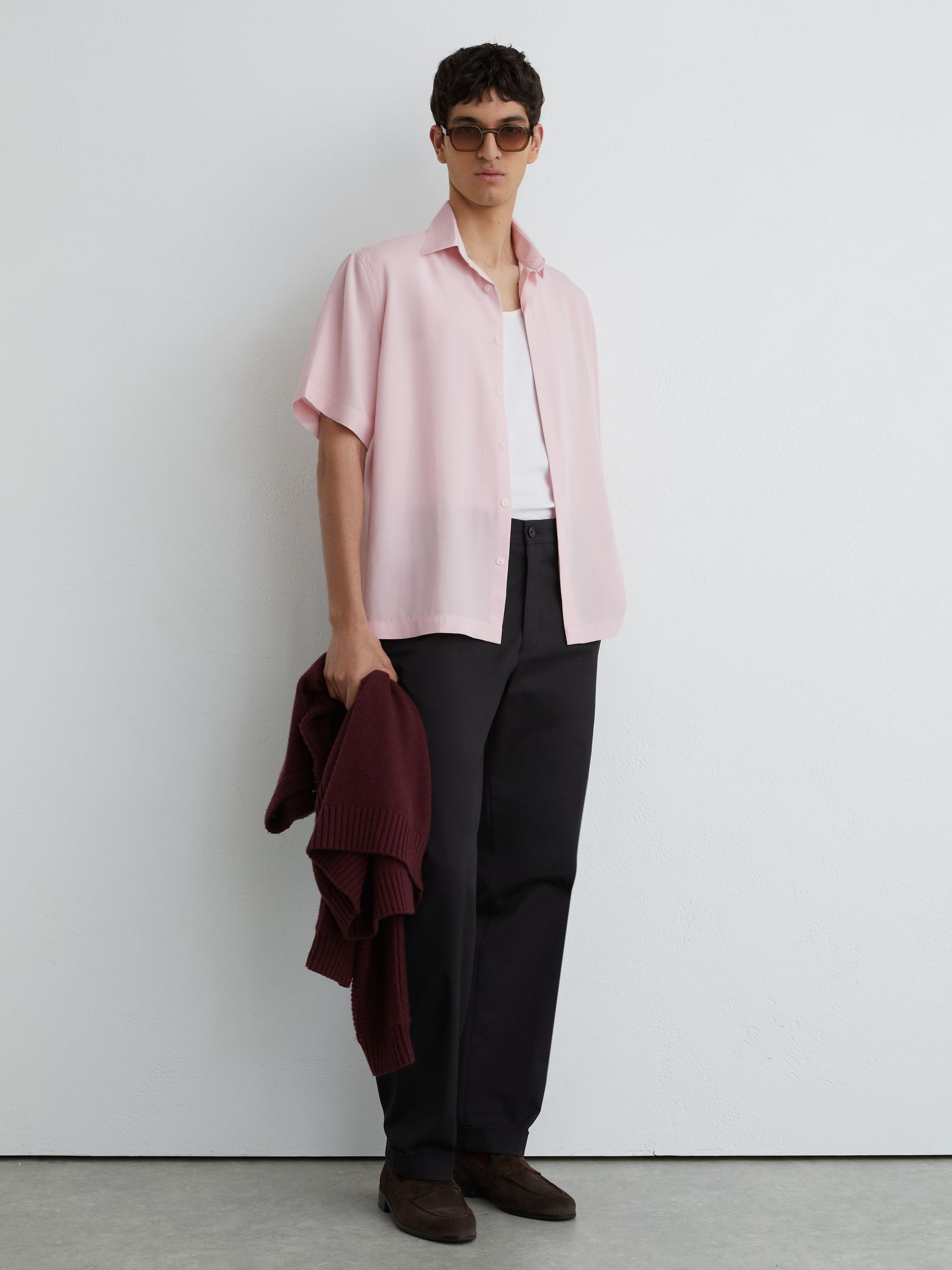 Lyocell-Linen Short-Sleeve Shirt in Soft Pink - image 4