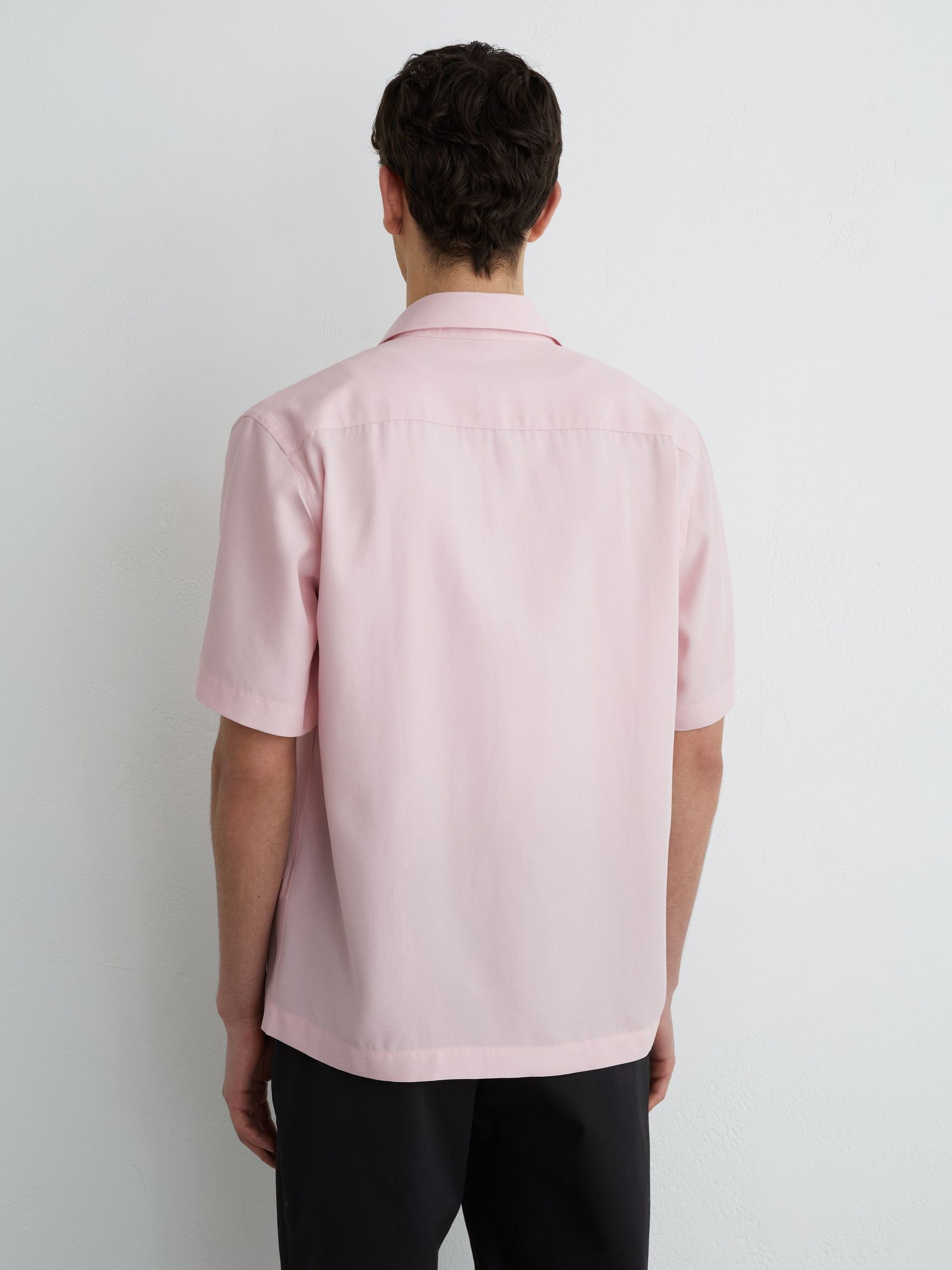 Lyocell-Linen Short-Sleeve Shirt in Soft Pink - image 5
