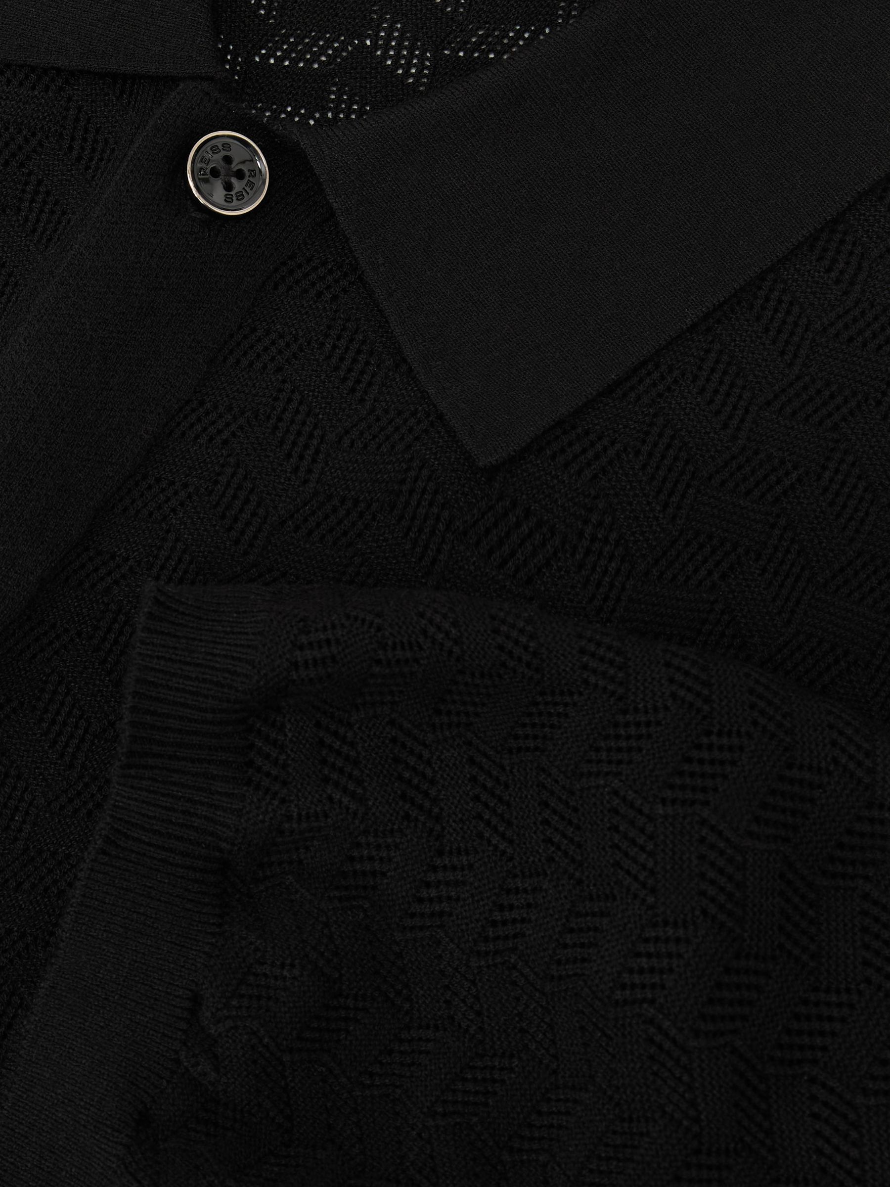 Textured-Knit Button-Through Shirt in Black - Image 7 of 7