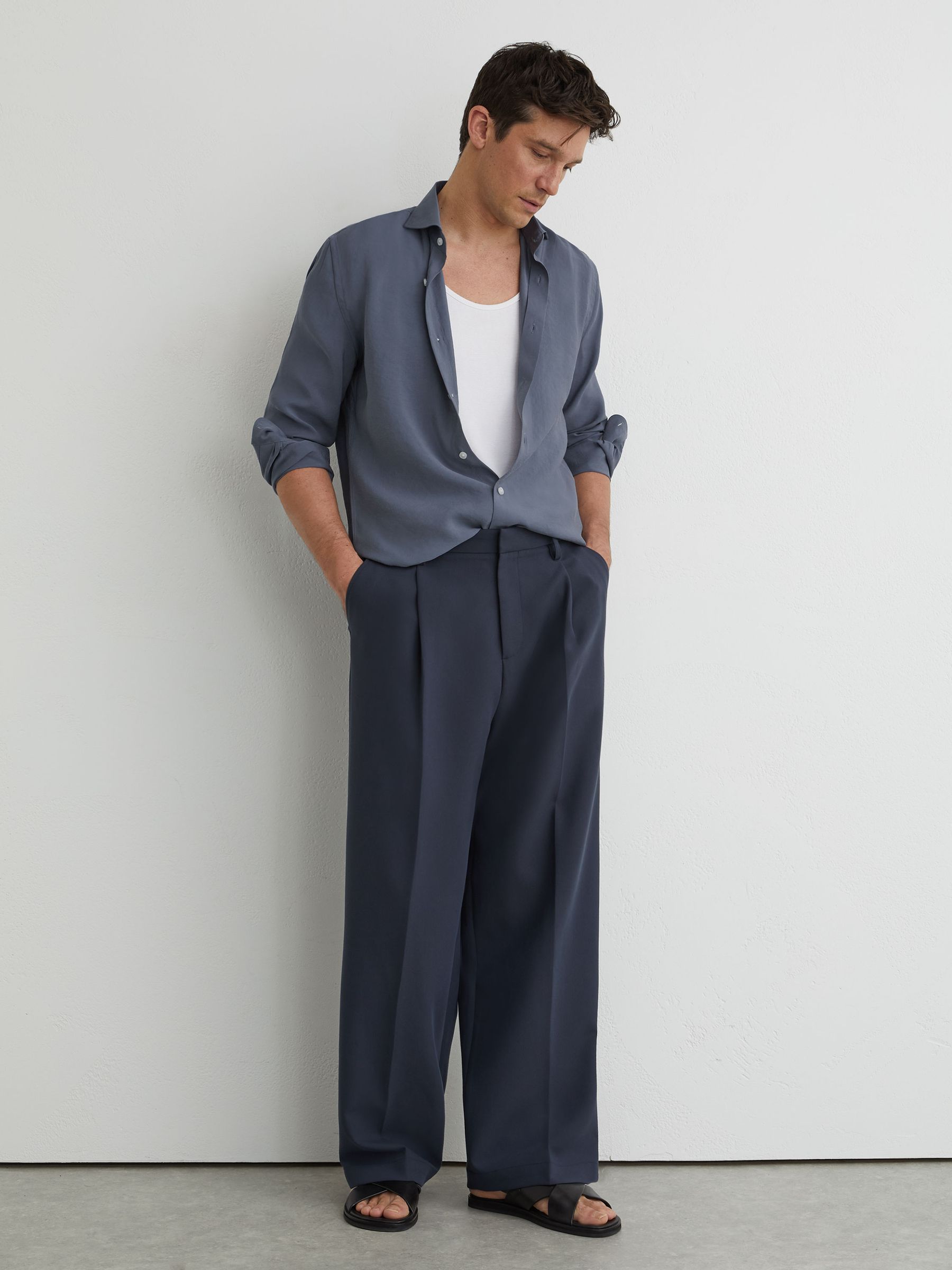 Modal-Blend Regular-Fit Shirt in Airforce Blue - Image 3 of 7