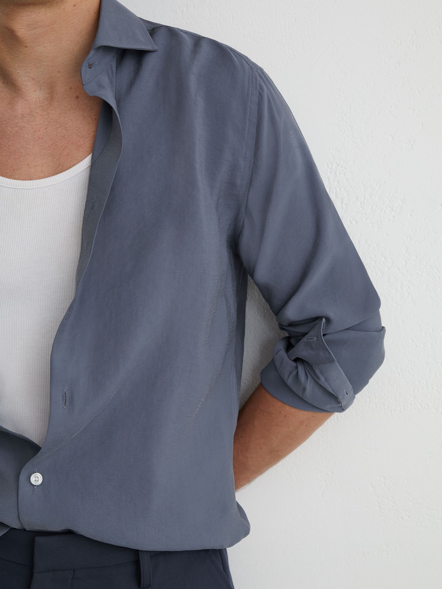 Modal-Blend Regular-Fit Shirt in Airforce Blue - Image 5 of 7