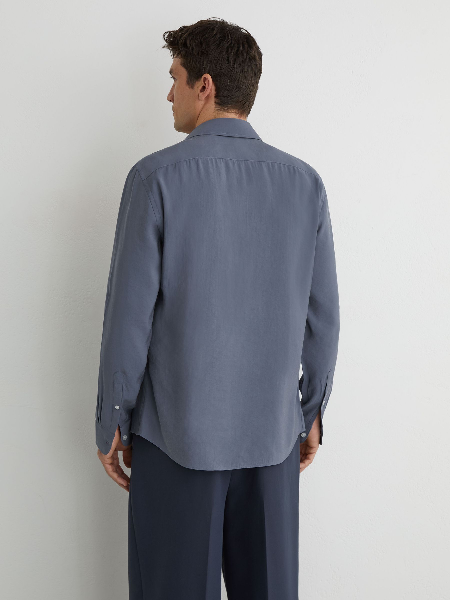 Modal-Blend Regular-Fit Shirt in Airforce Blue - Image 6 of 7