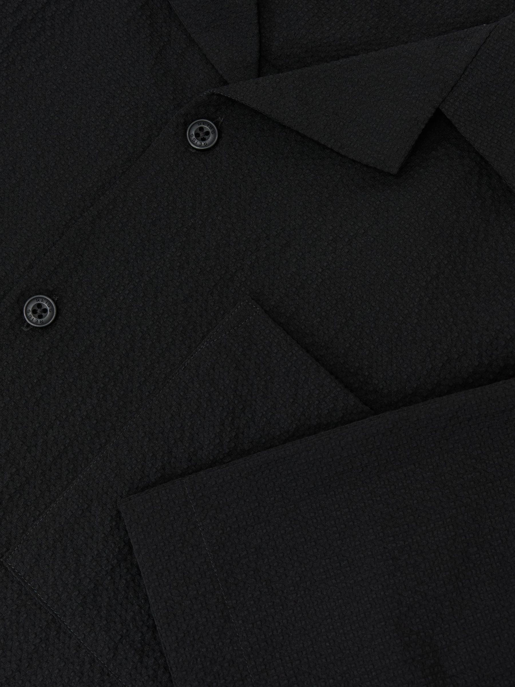 Textured Cuban-Collar Short-Sleeve Shirt in Black - image 4