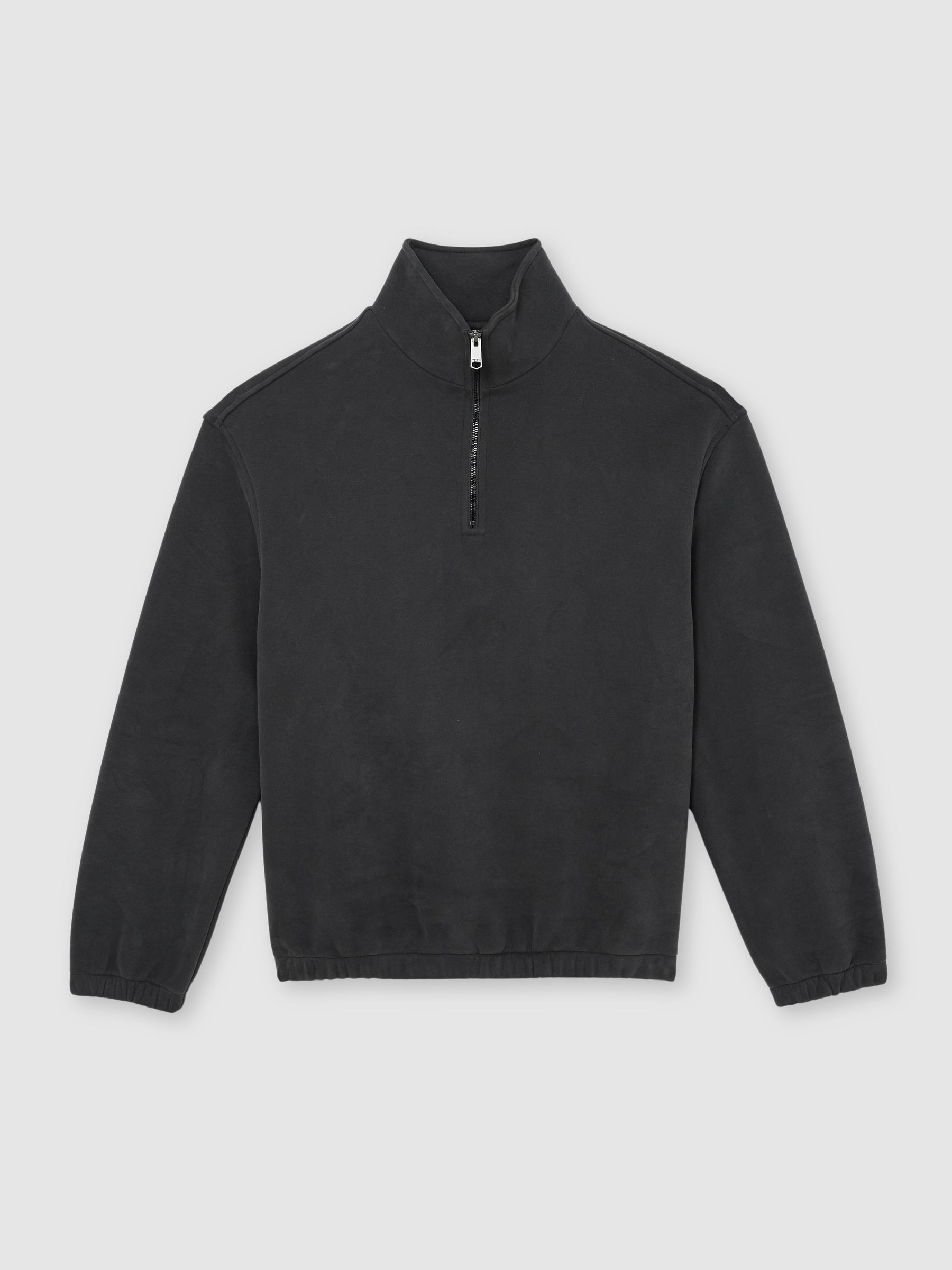Cotton-Blend Half-Zip Sweatshirt in Washed Black - Image 2 of 6