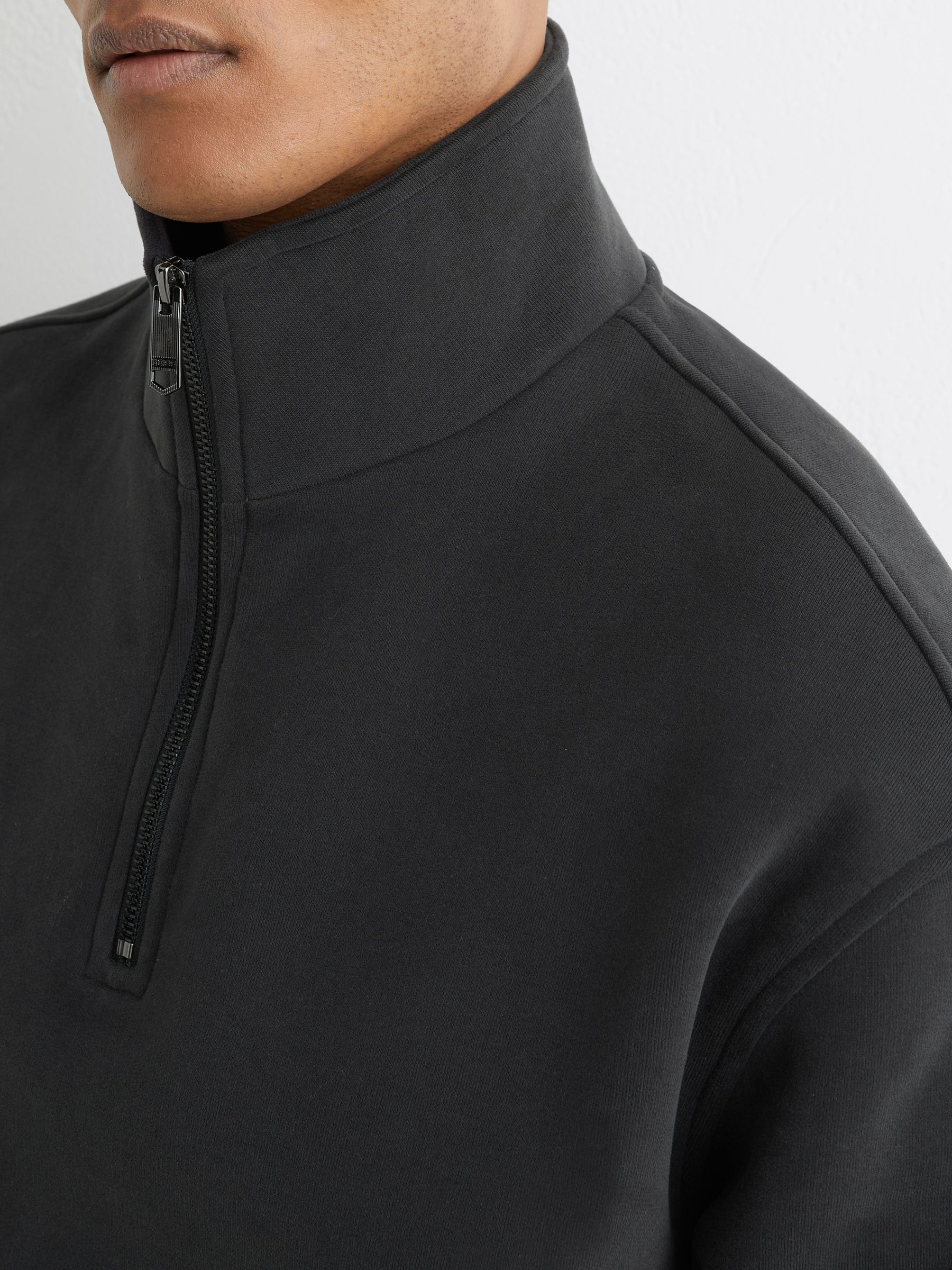 Cotton-Blend Half-Zip Sweatshirt in Washed Black - image 5