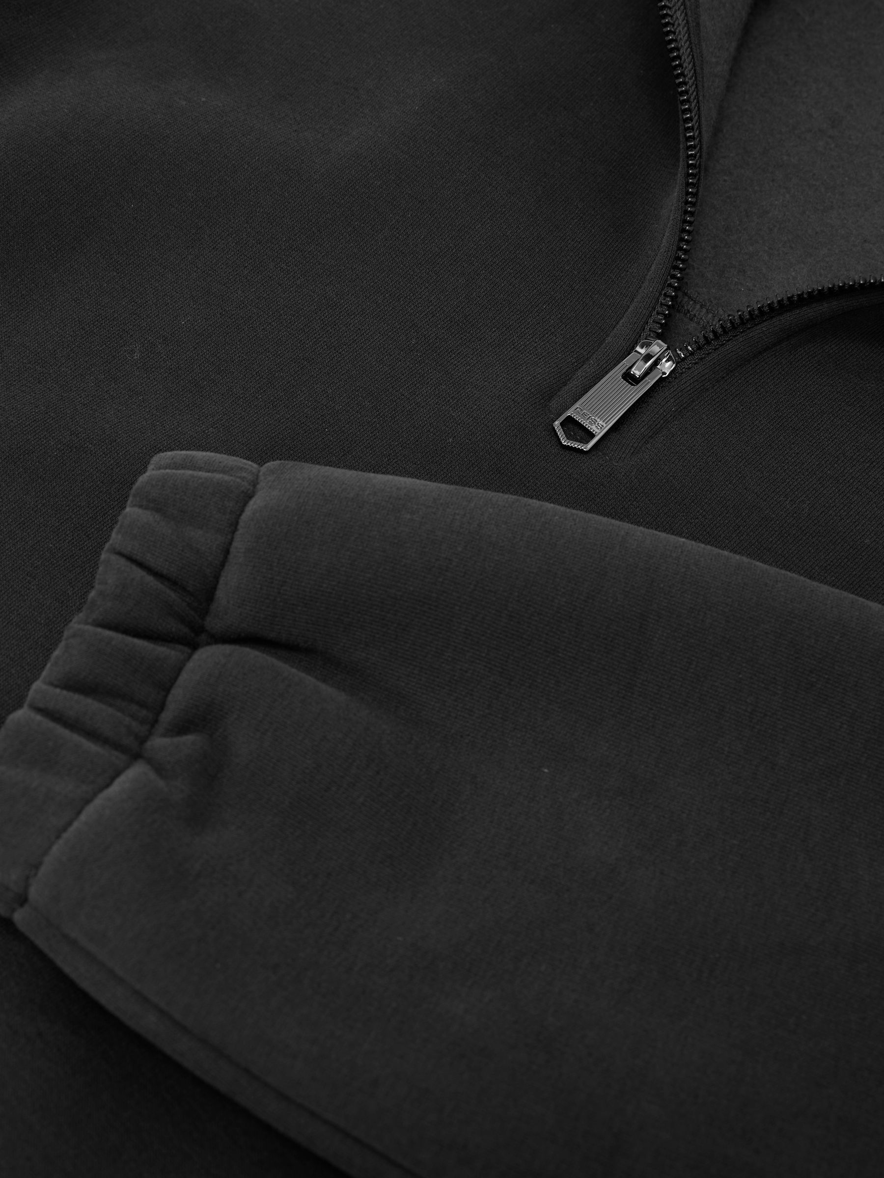 Cotton-Blend Half-Zip Sweatshirt in Washed Black - image 3