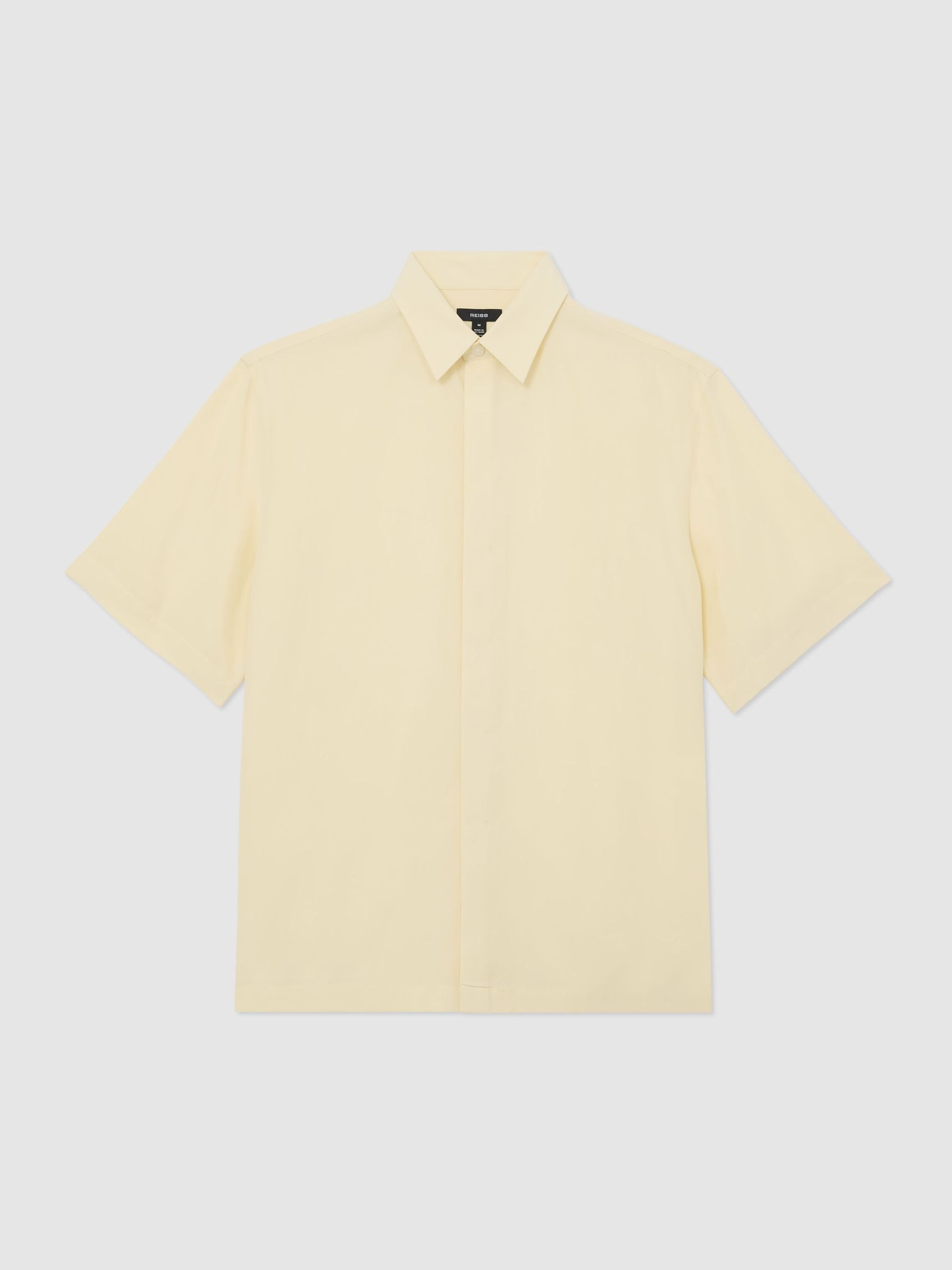 Lyocell-Linen Short-Sleeve Shirt in Lemon Yellow - Image 2 of 5
