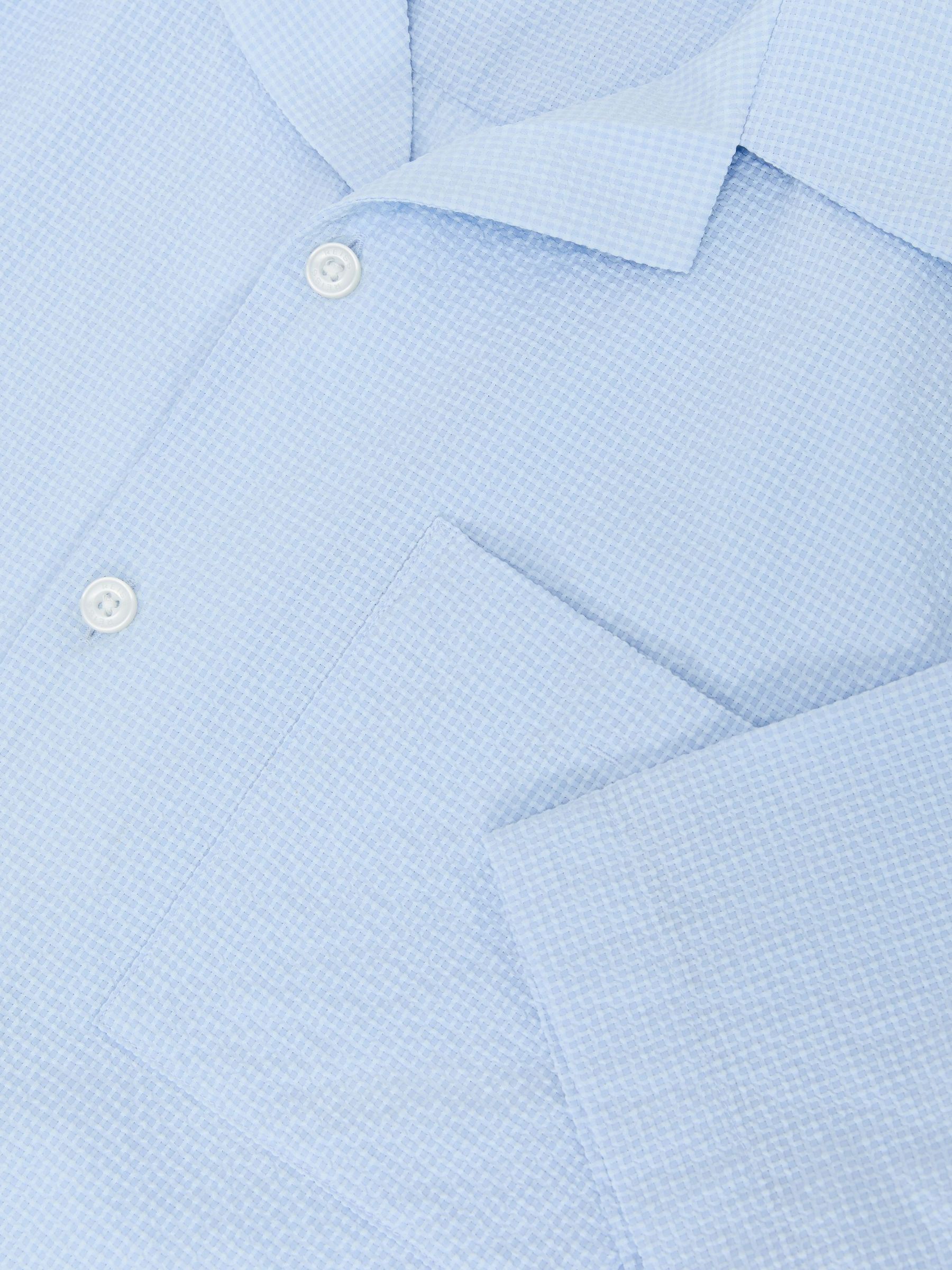 Textured Cuban-Collar Short-Sleeve Shirt in Soft Blue - image 4