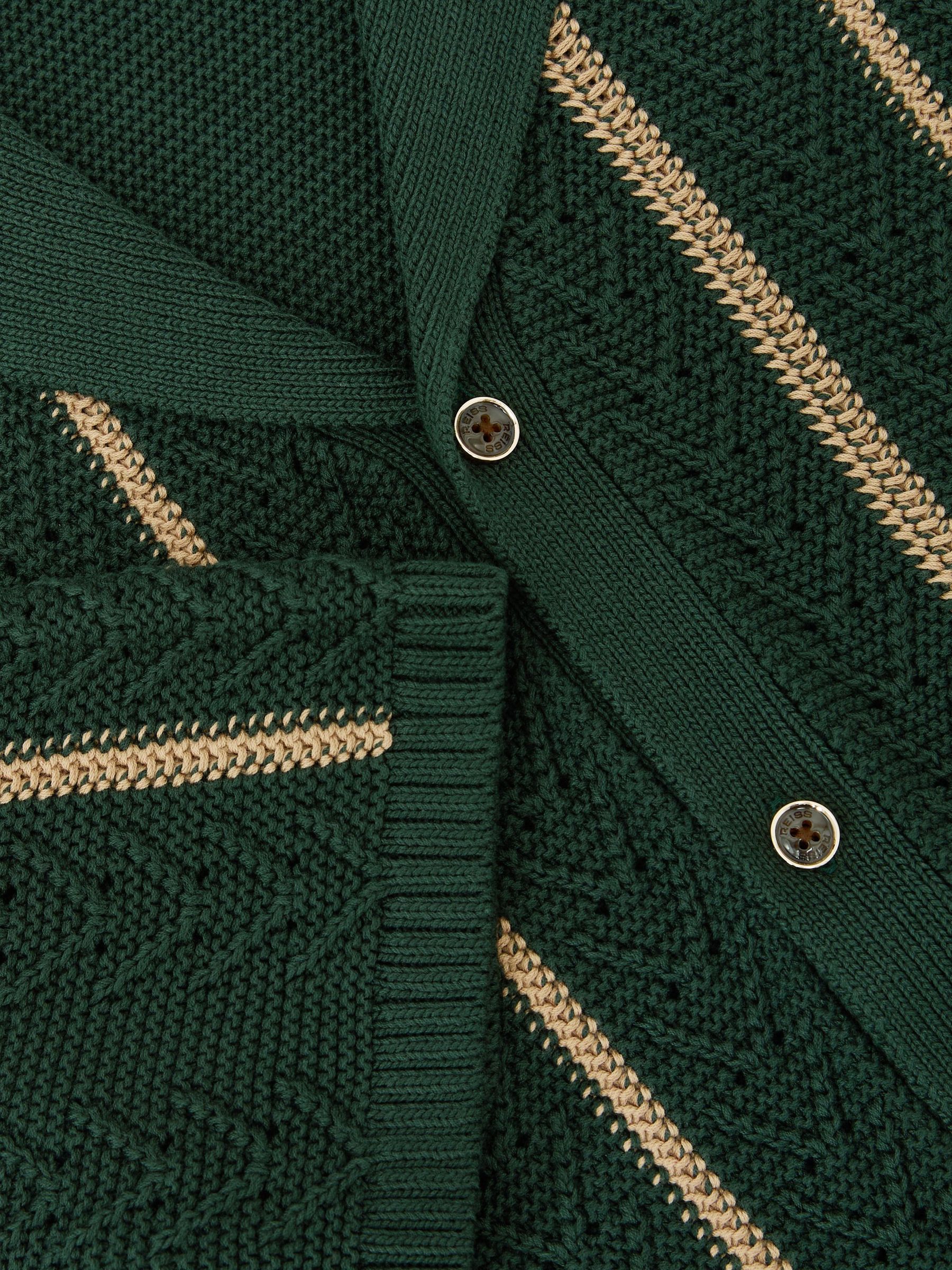 Cotton-Blend Textured-Knit Stripe Shirt in Forest Green - image 3
