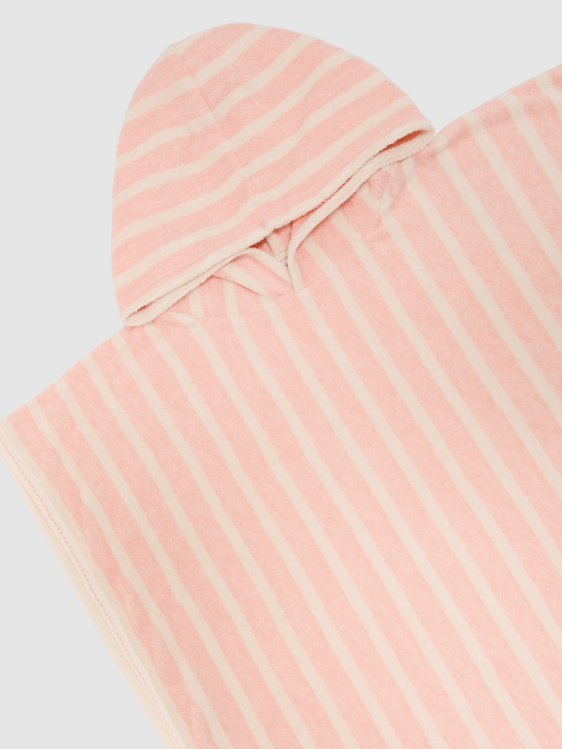 9-13 yrs Striped Hooded Towel Cape in Peach - Image 1 of 4