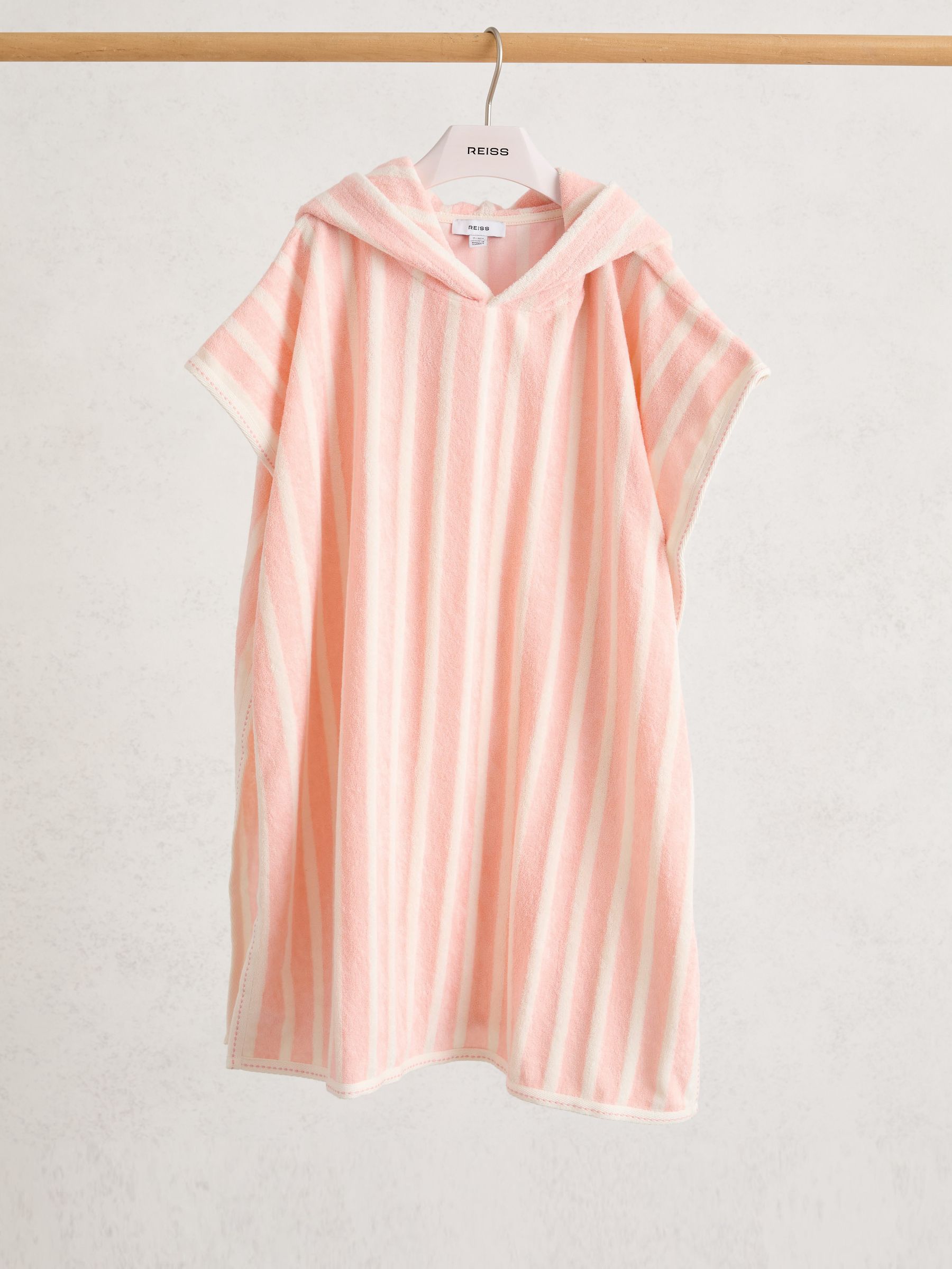 9-13 yrs Striped Hooded Towel Cape in Peach - Image 2 of 4