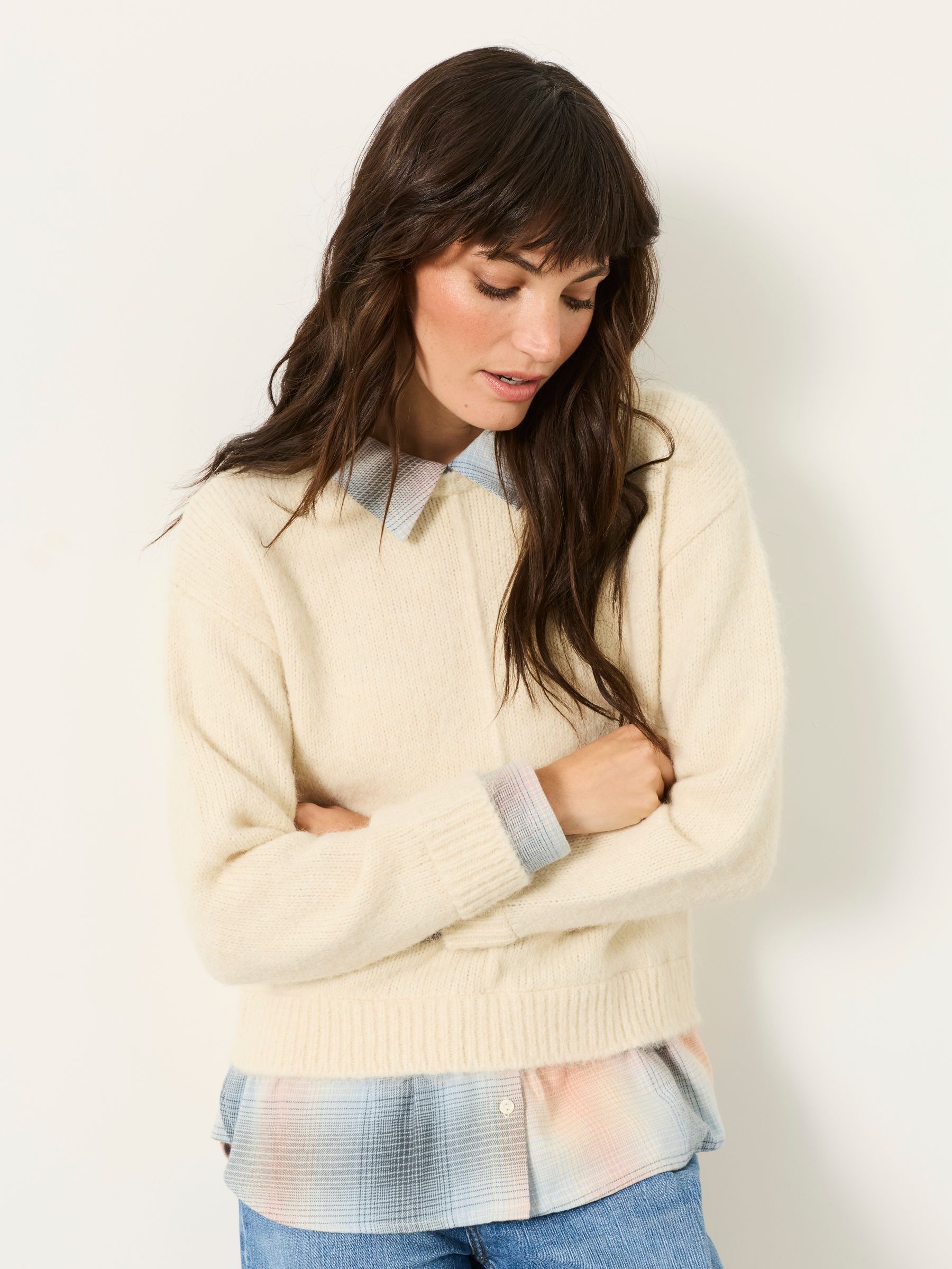 Natural Shona Knitted 2 in 1 Shirt Jumper - Image 1 of 5