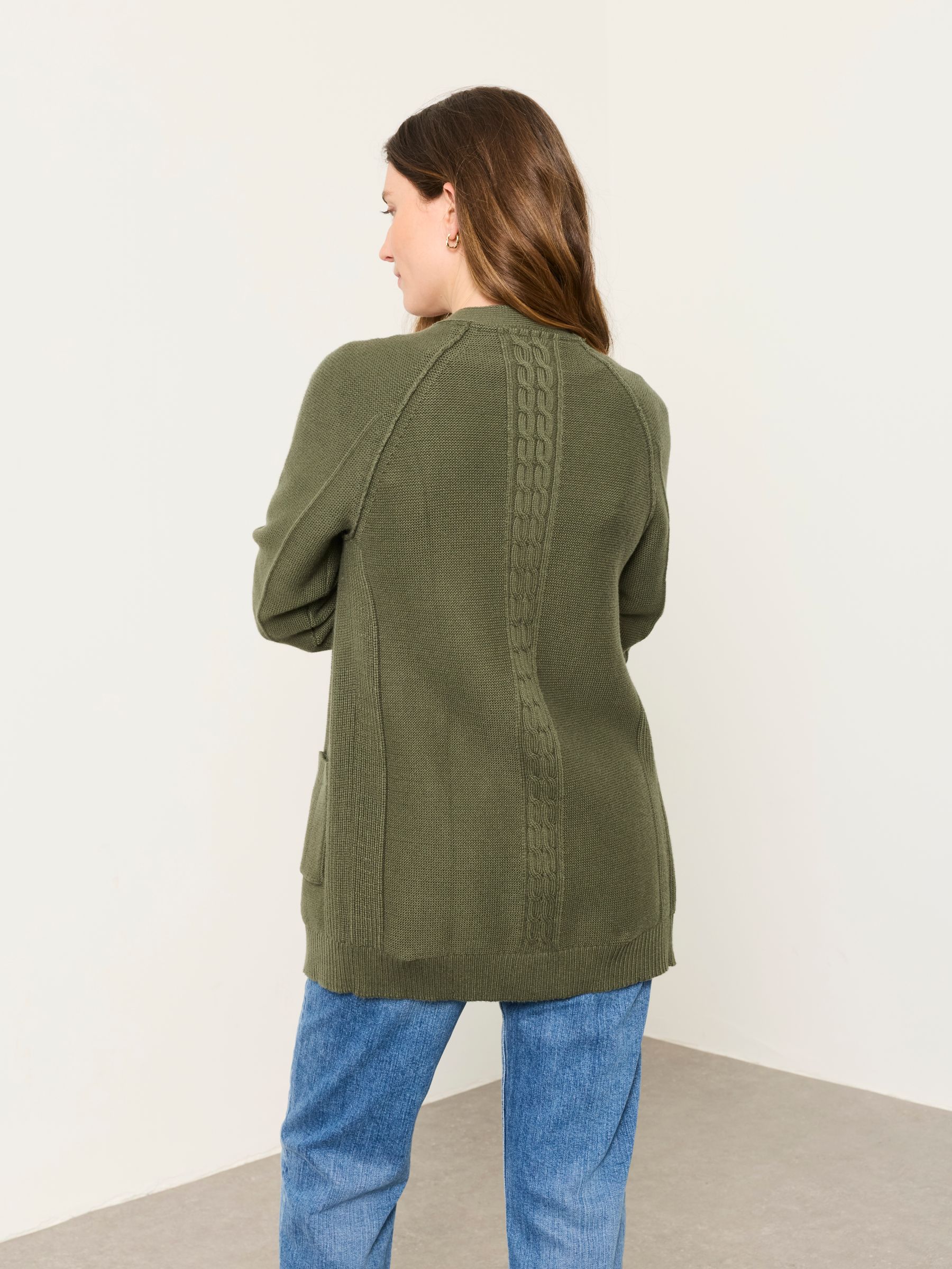 Bronwyn Olive Green Edge to Edge Longline Cardigan - Image 2 of 6