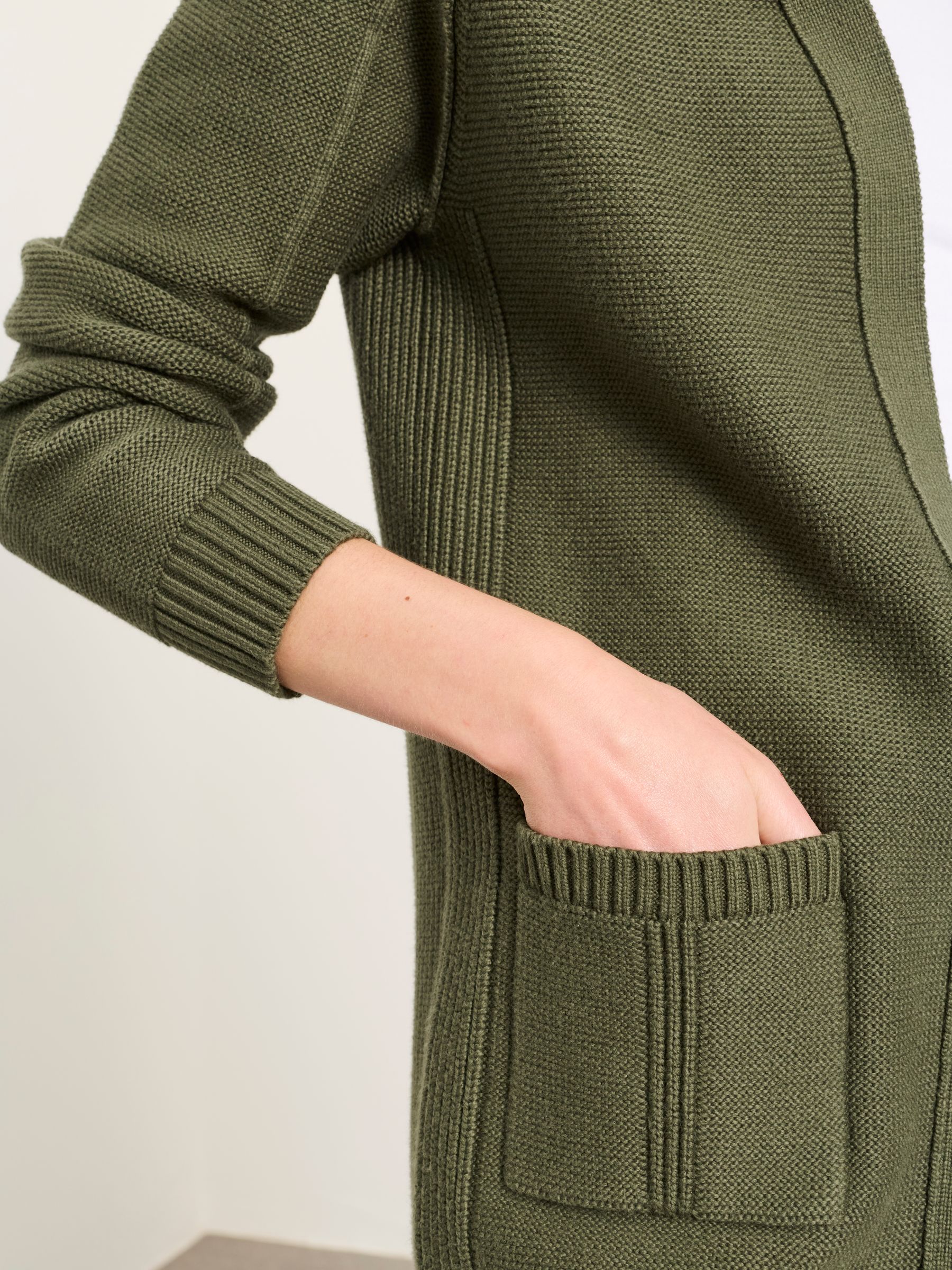Bronwyn Olive Green Edge to Edge Longline Cardigan - Image 3 of 6