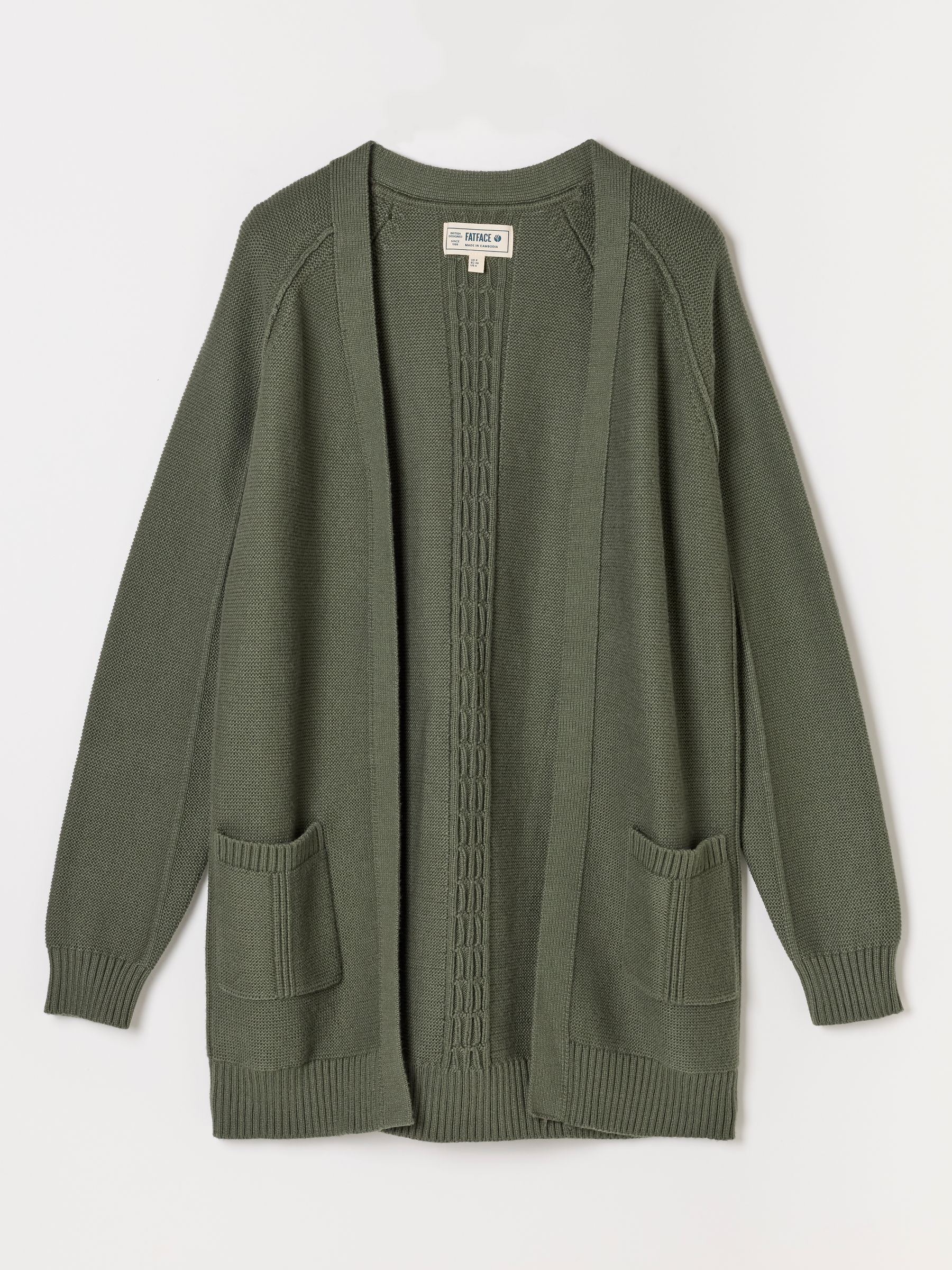 Bronwyn Olive Green Edge to Edge Longline Cardigan - Image 6 of 6 Bronwyn Olive Green Edge to Edge Longline Cardigan - Image 6 of 6