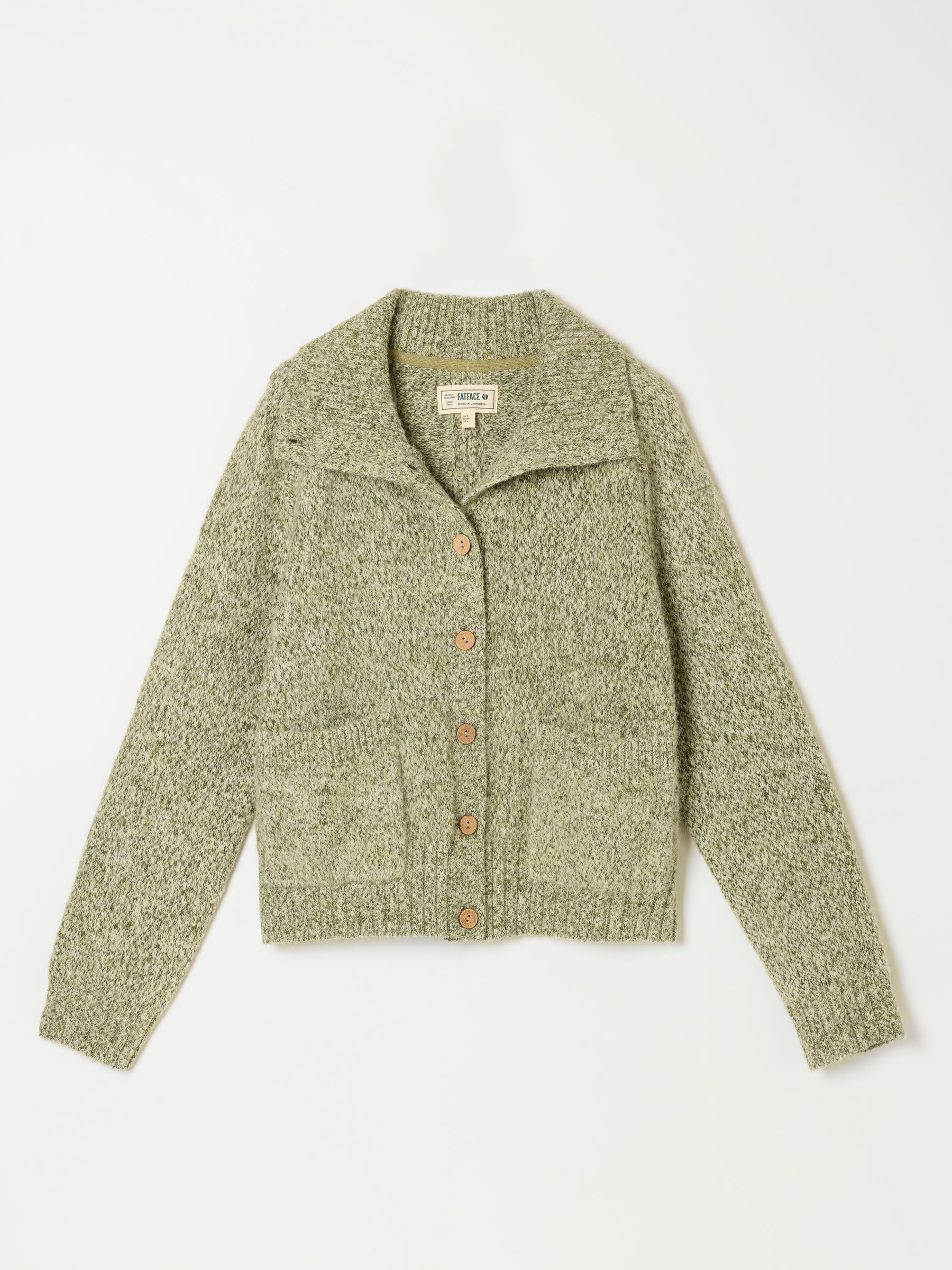 Freya Sage Green Funnel Neck Knitted Cardigan - Image 7 of 7