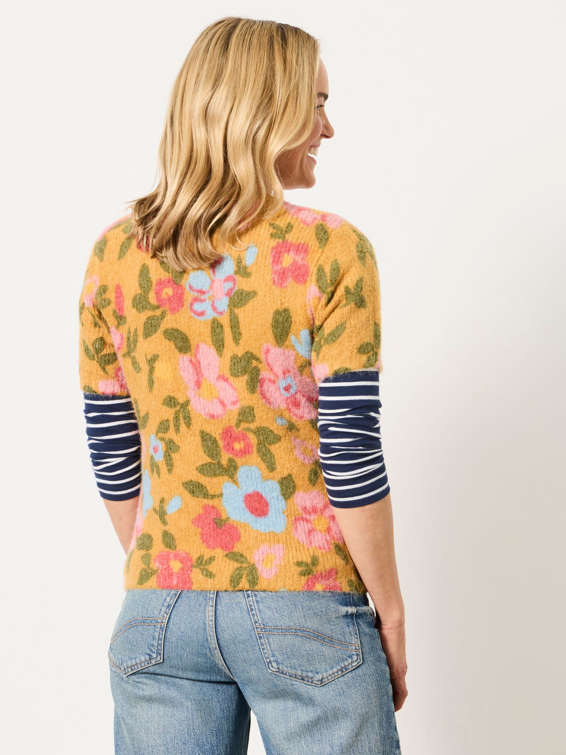 Tan Brown Floral Fluffy Knit Top - Image 2 of 6
