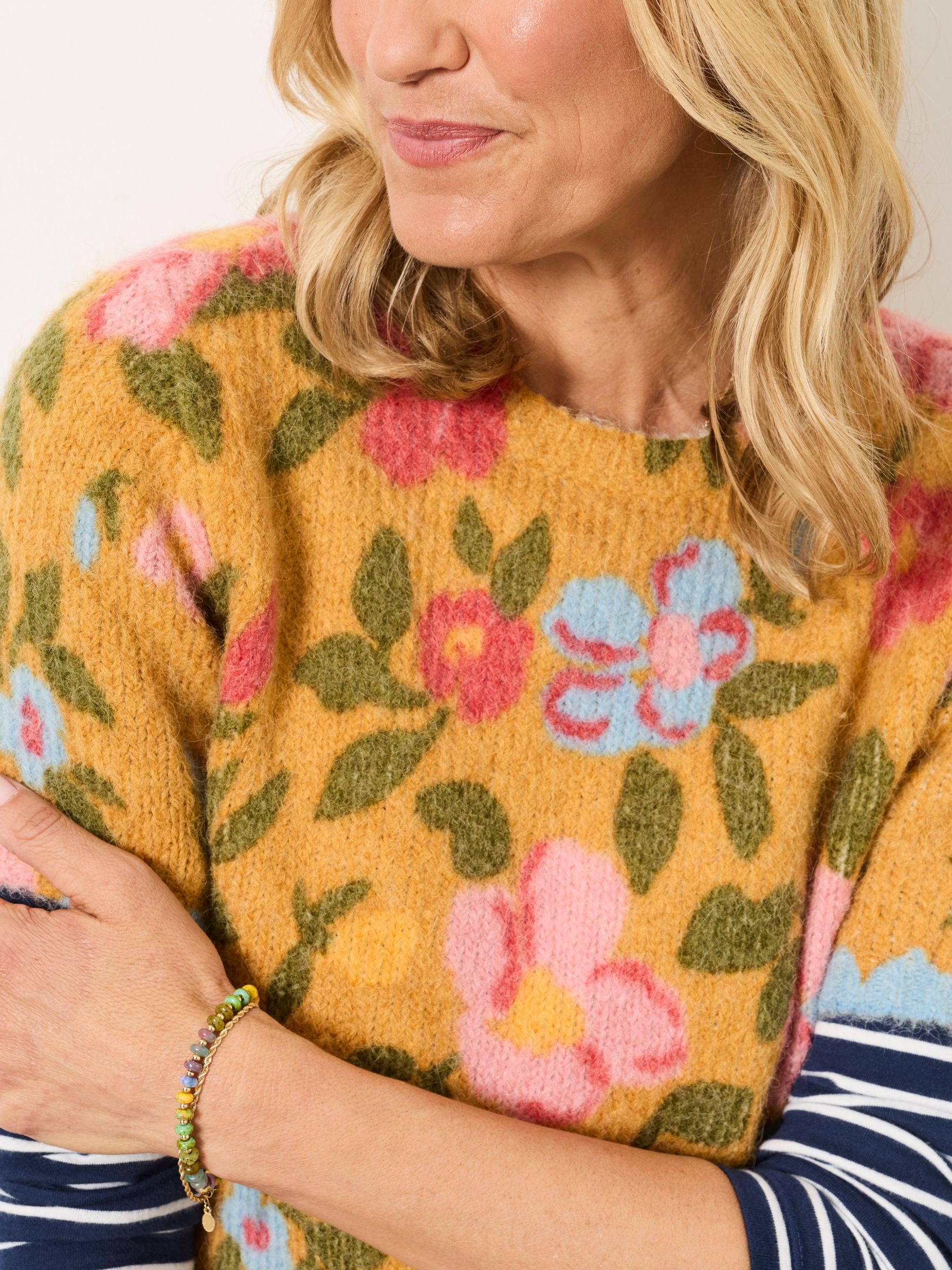 Tan Brown Floral Fluffy Knit Top - Image 5 of 6