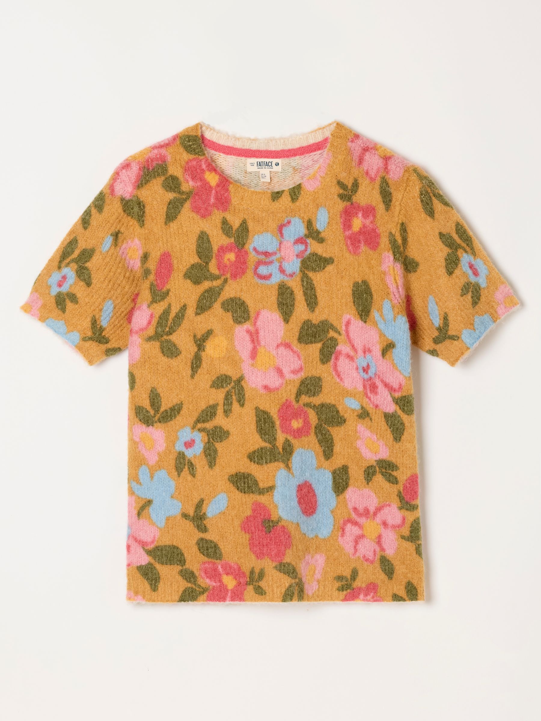Tan Brown Floral Fluffy Knit Top - Image 6 of 6 Tan Brown Floral Fluffy Knit Top - Image 6 of 6