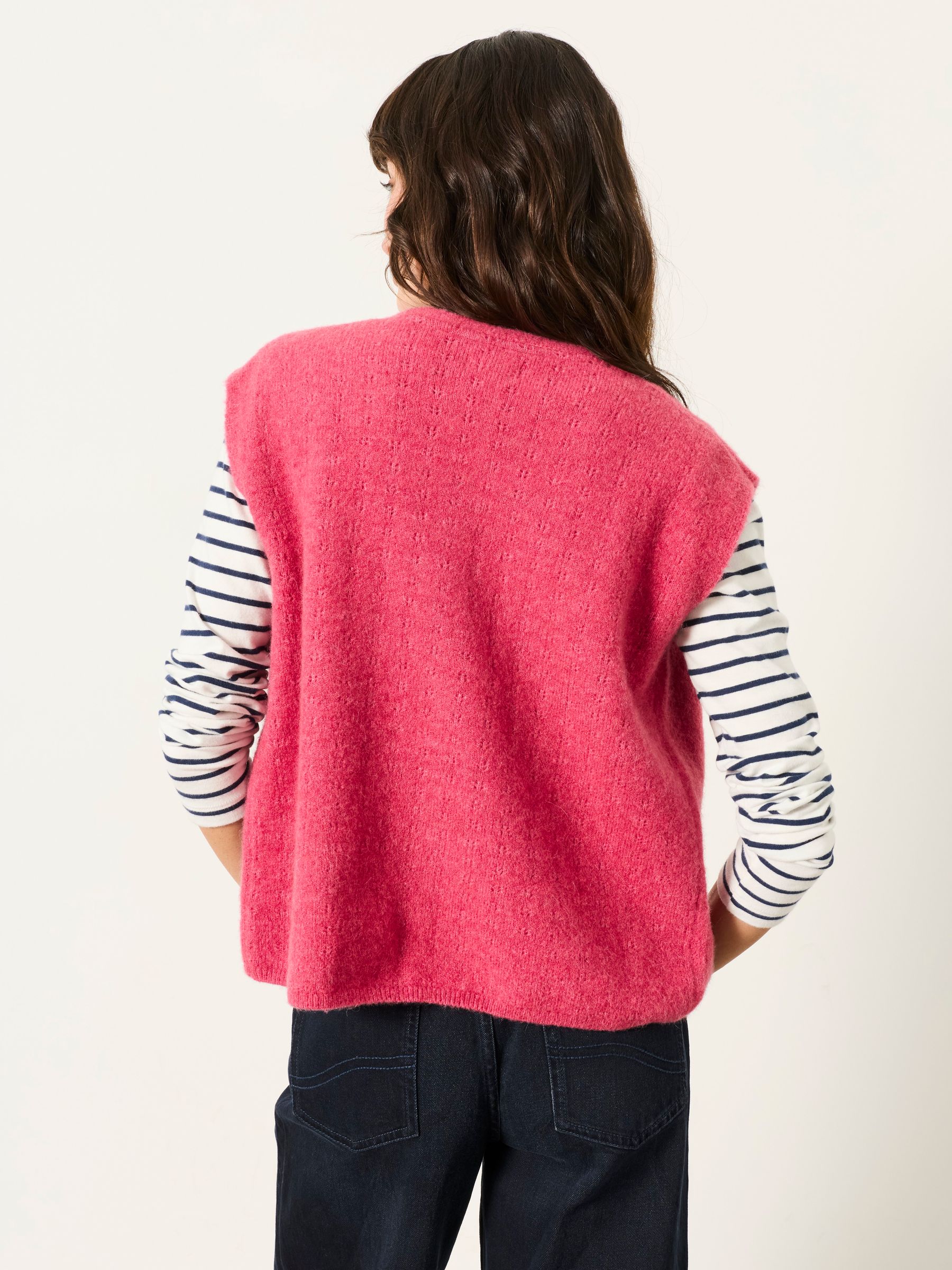 Halle Dark Pink Knitted Button Front Vest - Image 2 of 6