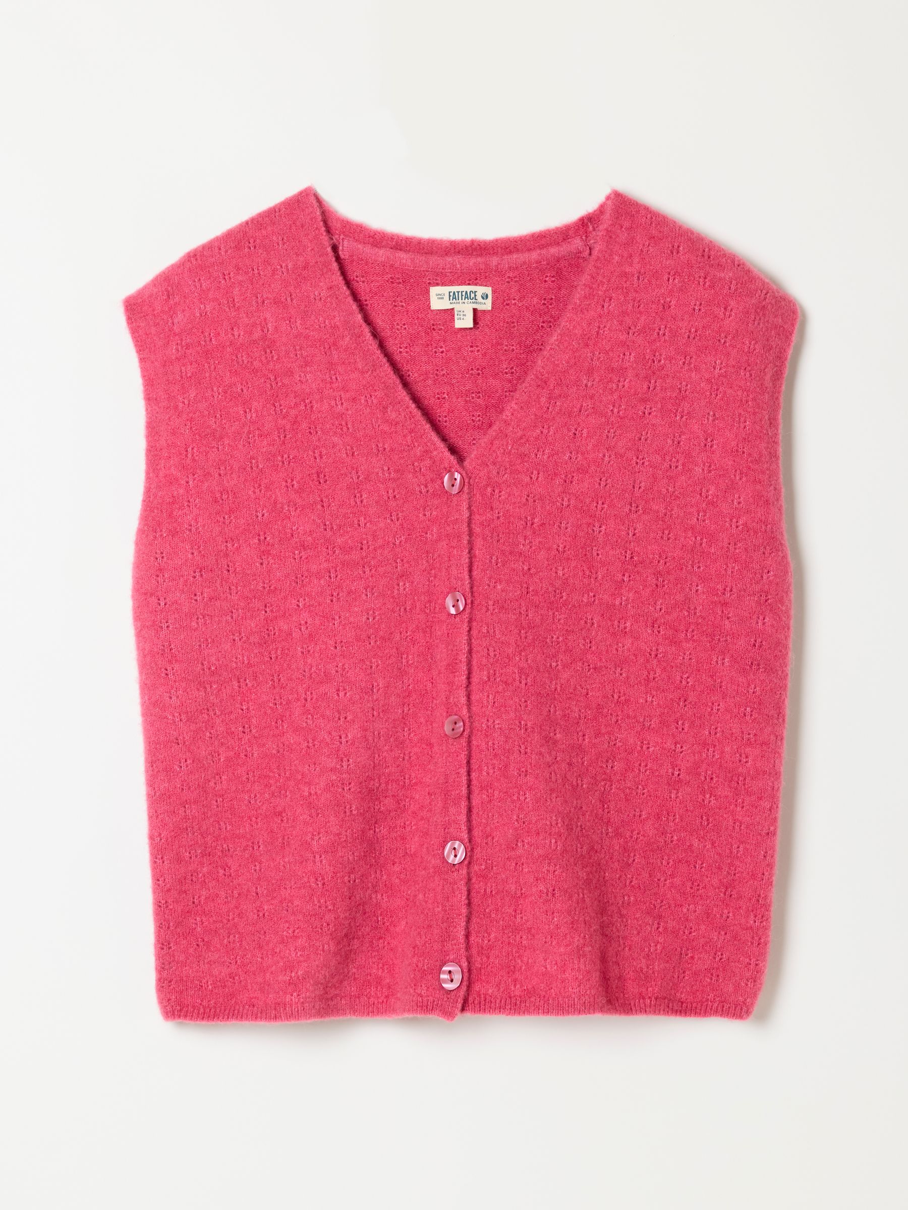 Halle Dark Pink Knitted Button Front Vest - Image 6 of 6