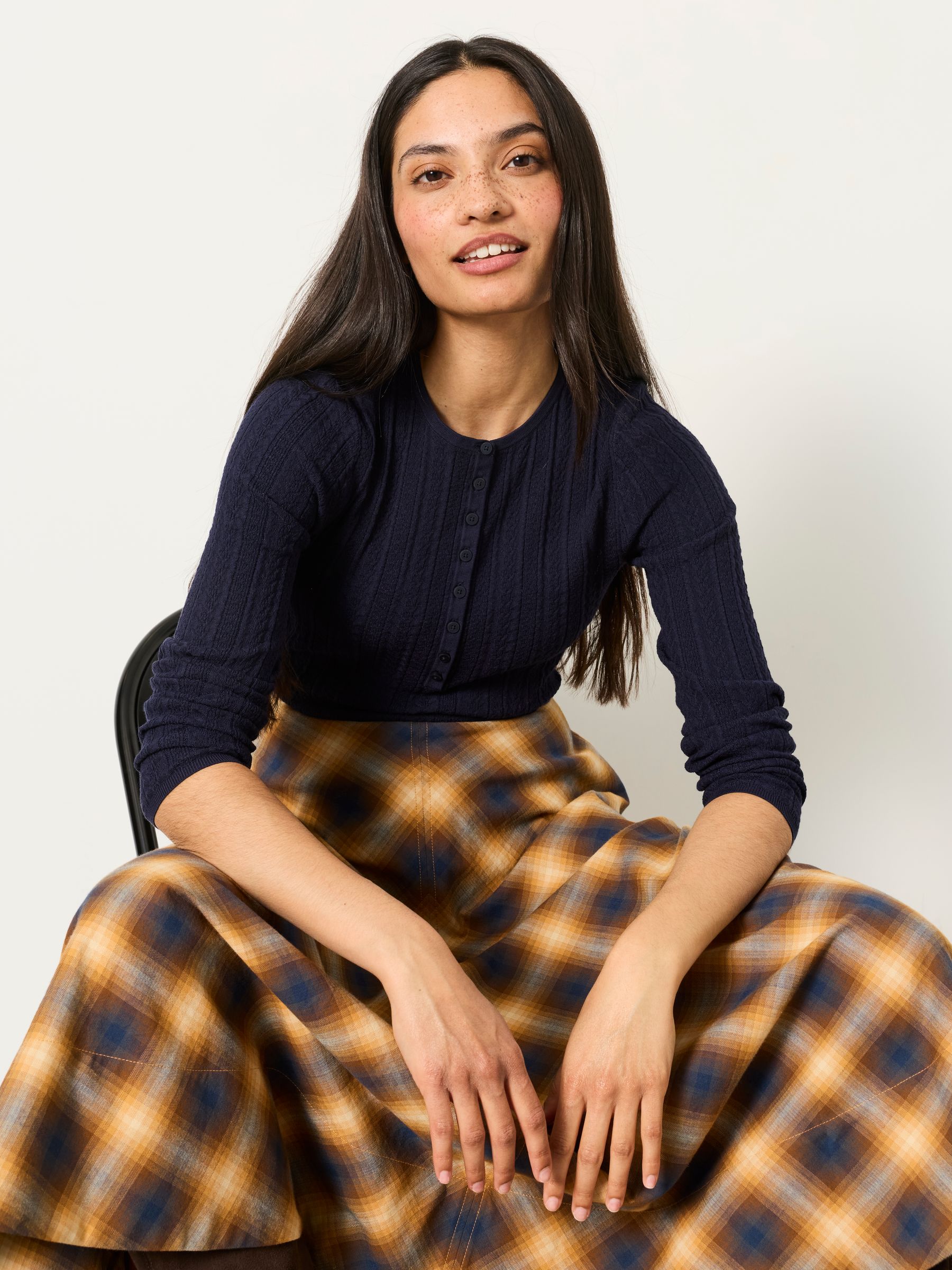 Mae Navy Knitted Henley Jumper - Image 4 of 6