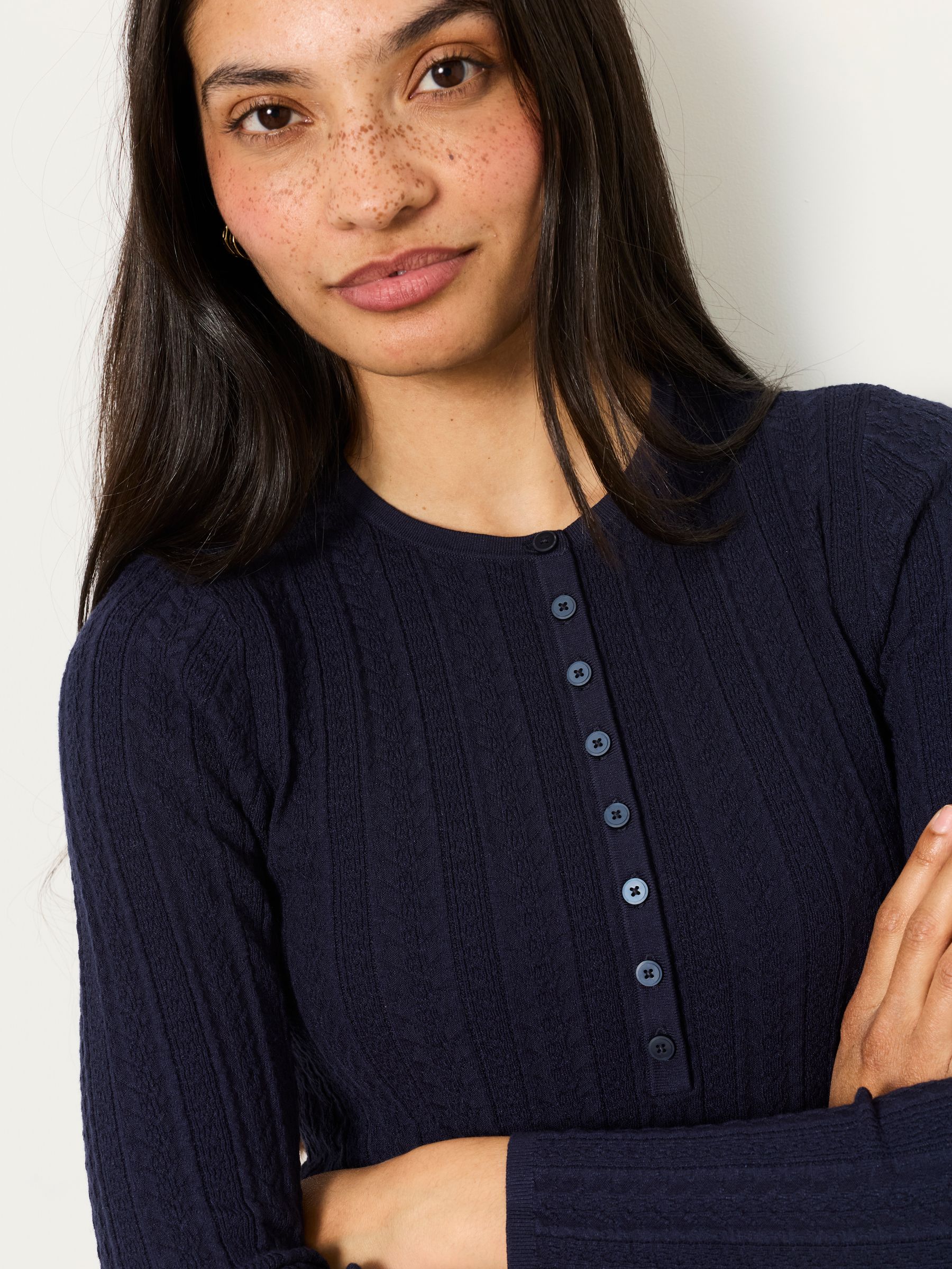 Mae Navy Knitted Henley Jumper - Image 5 of 6