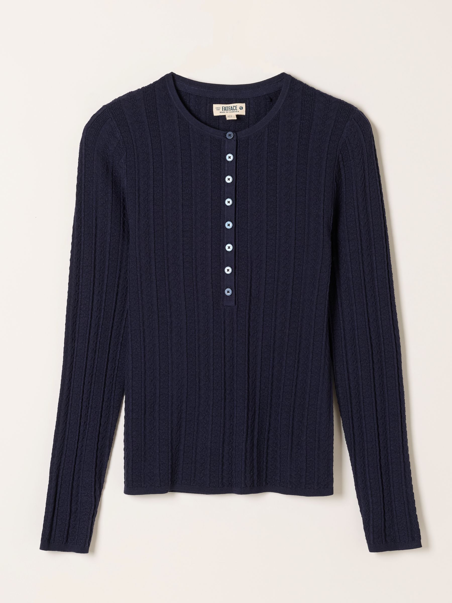 Mae Navy Knitted Henley Jumper - Image 6 of 6 Mae Navy Knitted Henley Jumper - Image 6 of 6