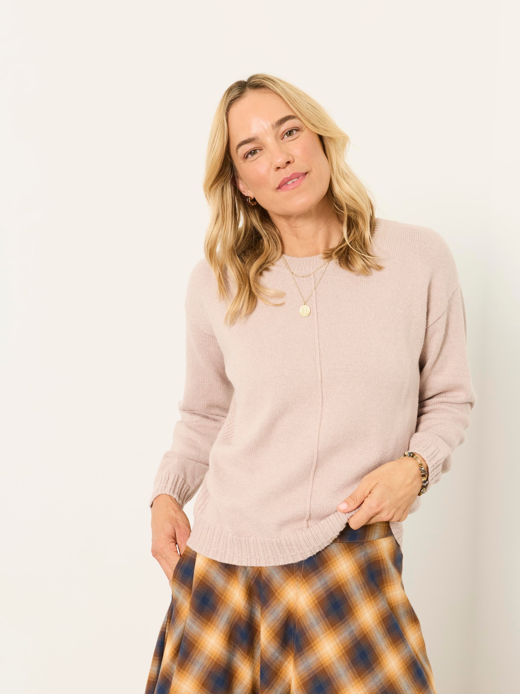 Barley Natural Knitted Crew Neck Jumper - Image 1 of 5