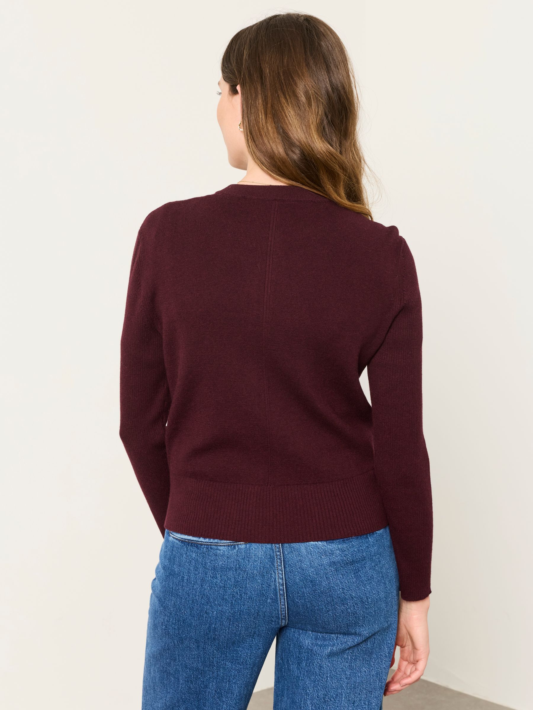Selene Burgundy Red Knitted Button Front Cardigan - Image 2 of 6