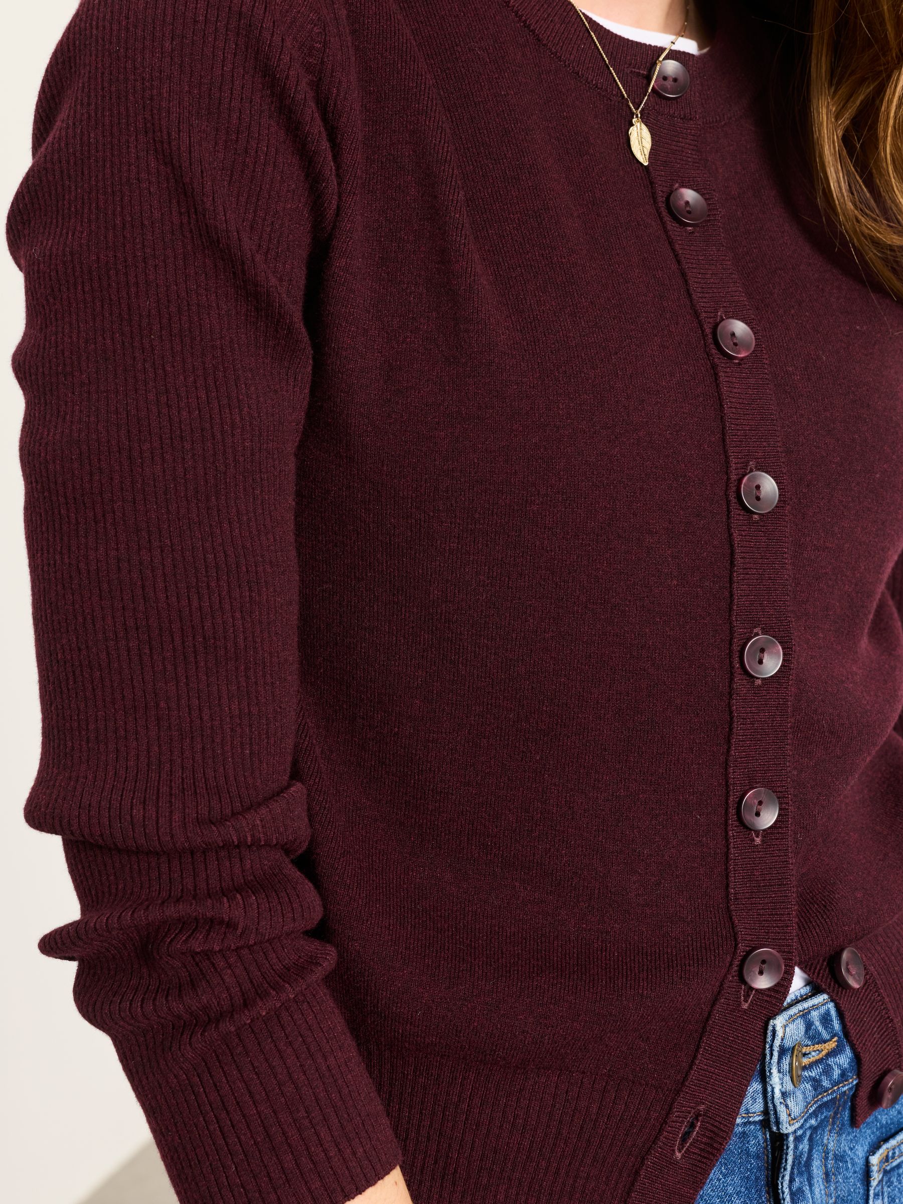 Selene Burgundy Red Knitted Button Front Cardigan - Image 3 of 6