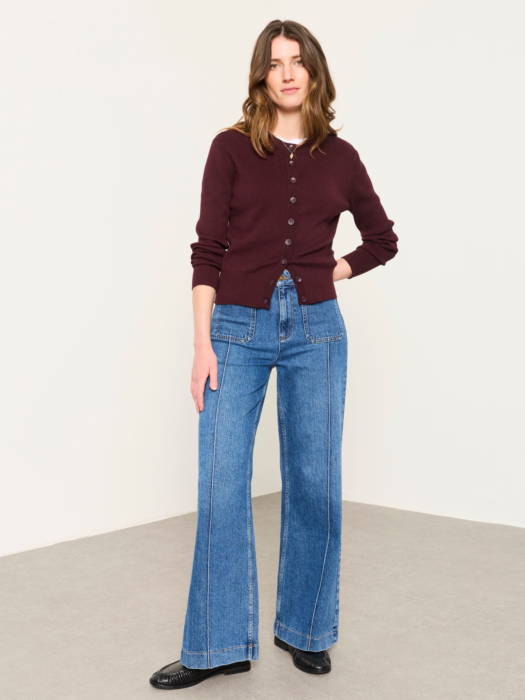 Selene Burgundy Red Knitted Button Front Cardigan - Image 4 of 6