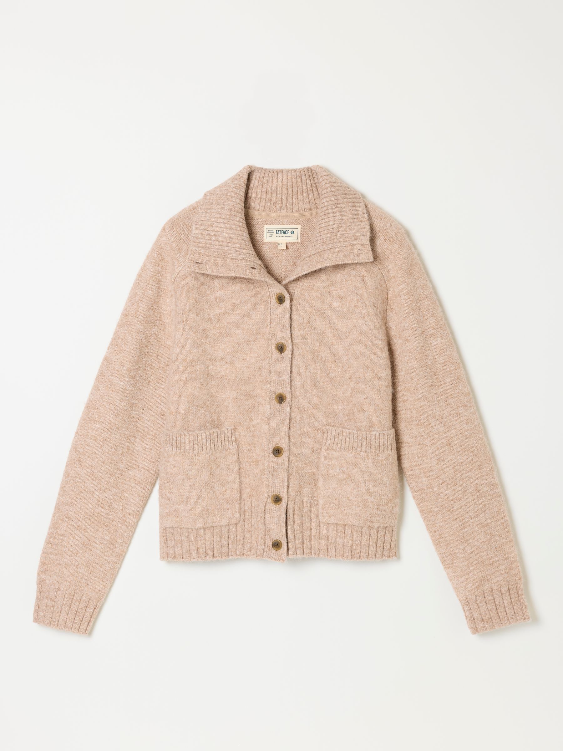 Freya Natural Funnel Neck Knitted Cardigan - Image 7 of 7